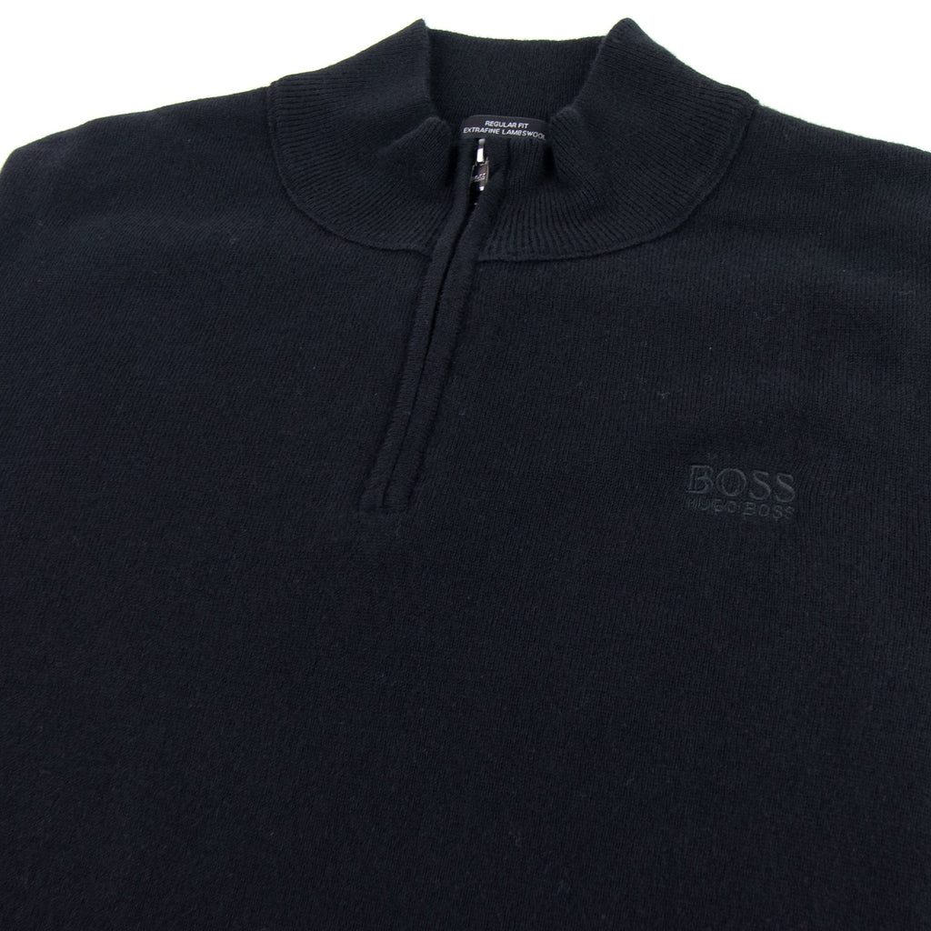 Hugo Boss Barlo Quarter Zip Lambswool Jumper Black