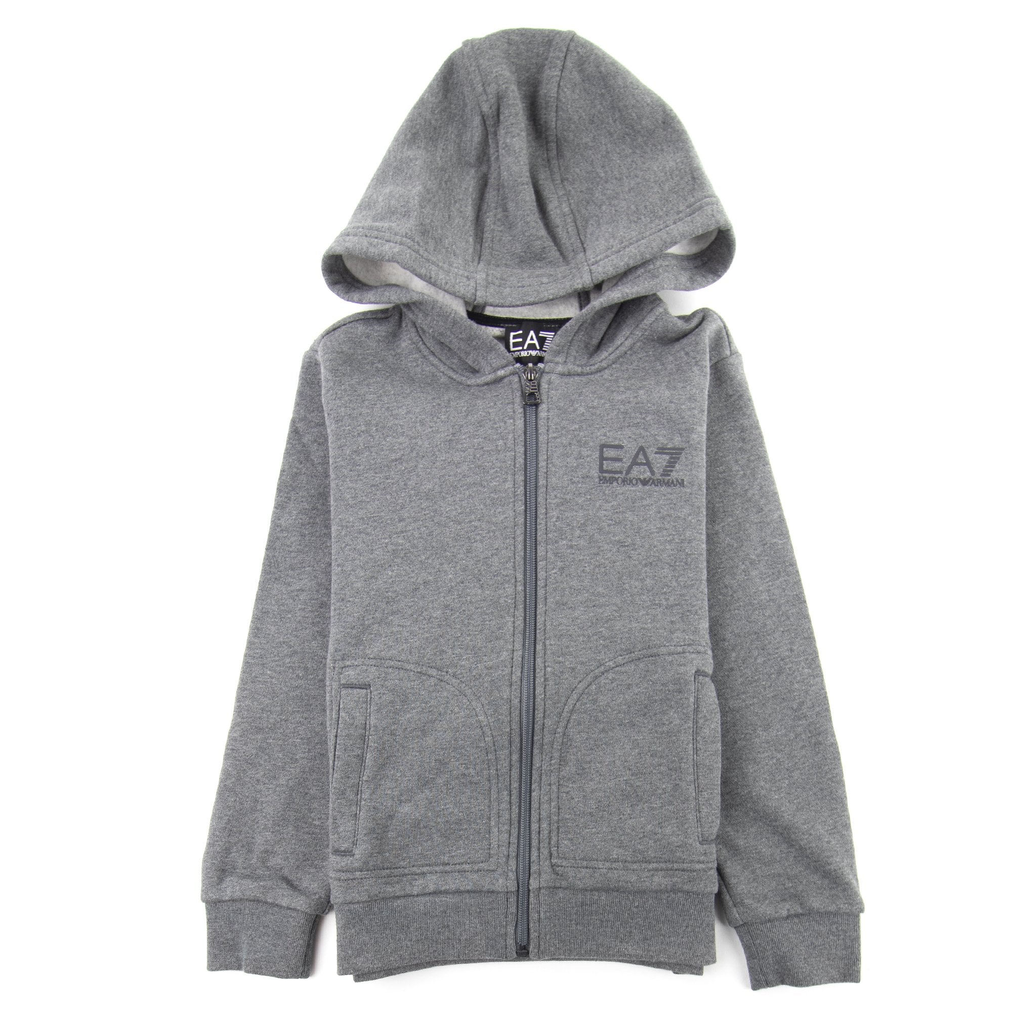 EA7 Junior Hooded Sweatshirt Dark Grey Melange