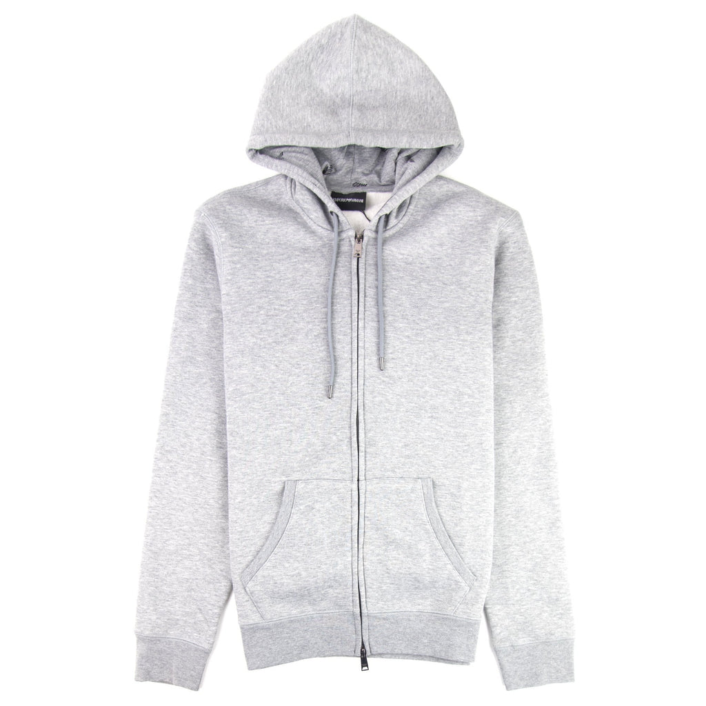 Emporio Armani Small Logo Zip Up Hoodie Grey Melange