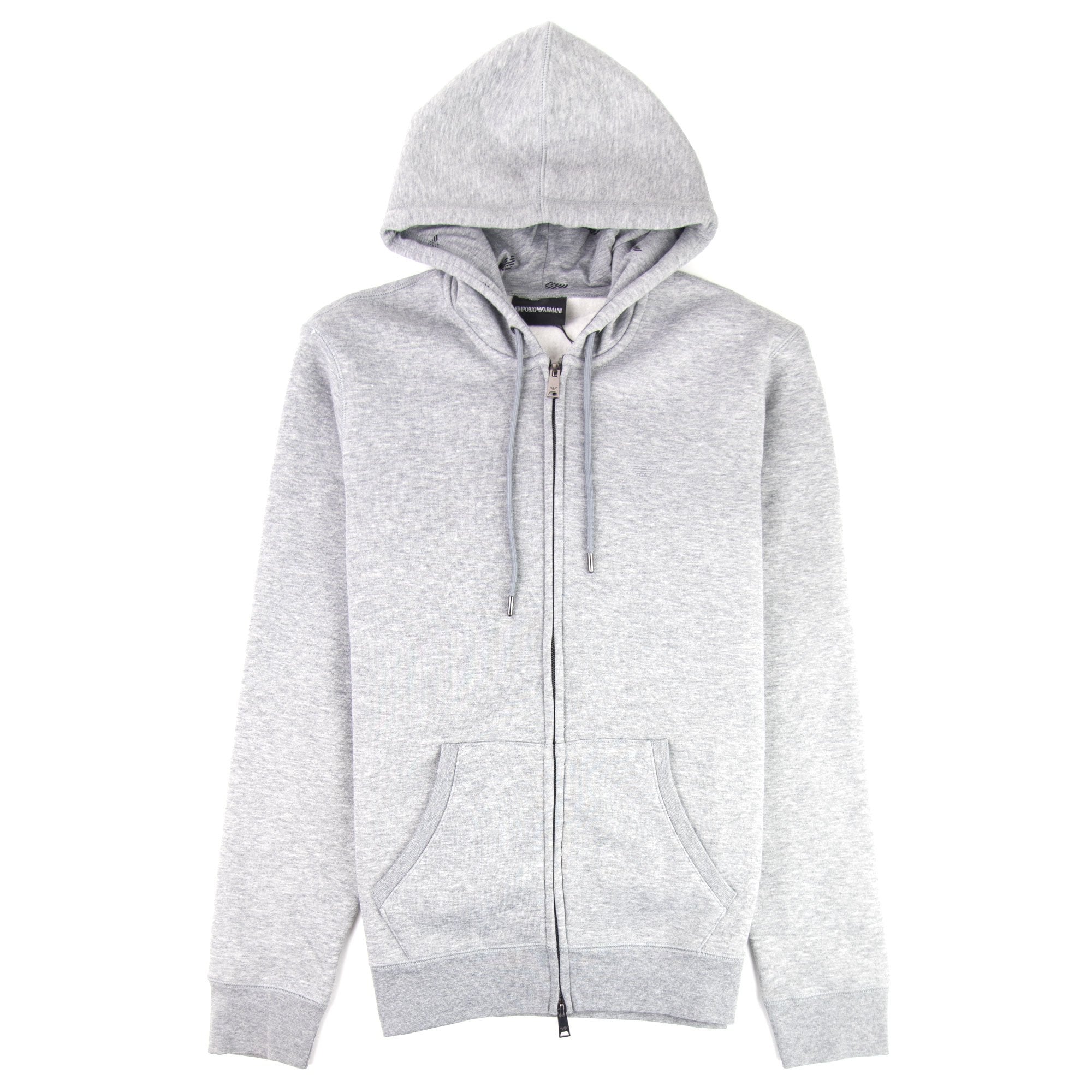 Emporio Armani Small Logo Zip Up Hoodie Grey Melange