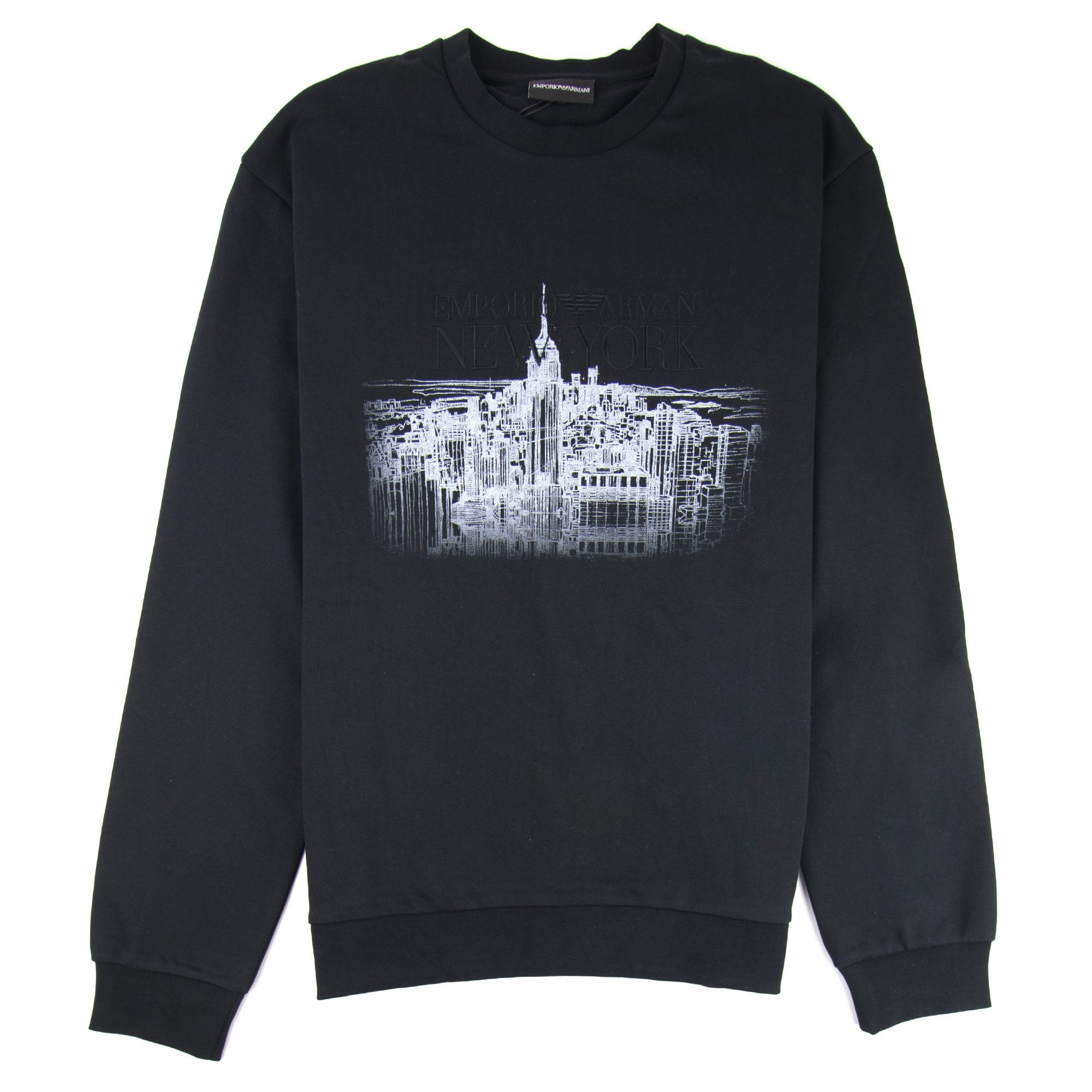 Emporio Armani 'New York' City Scape Knitted Sweatshirt Black