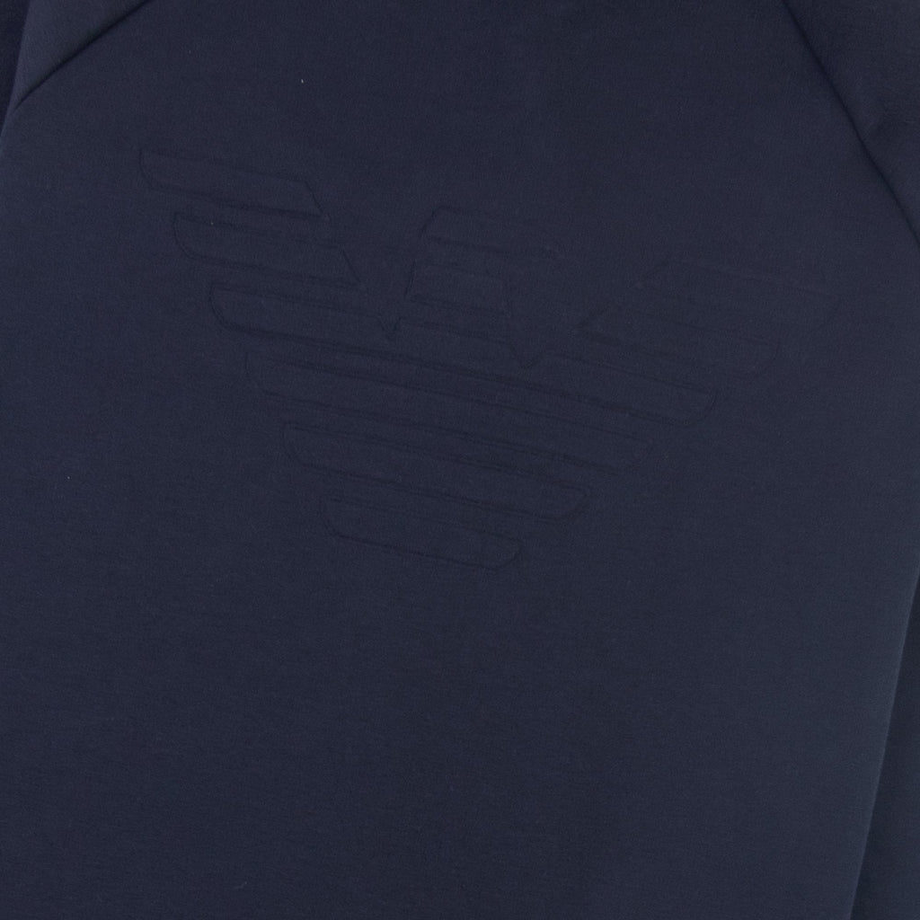 Emporio Armani Logo-embossed Cotton-jersey Jumper Navy