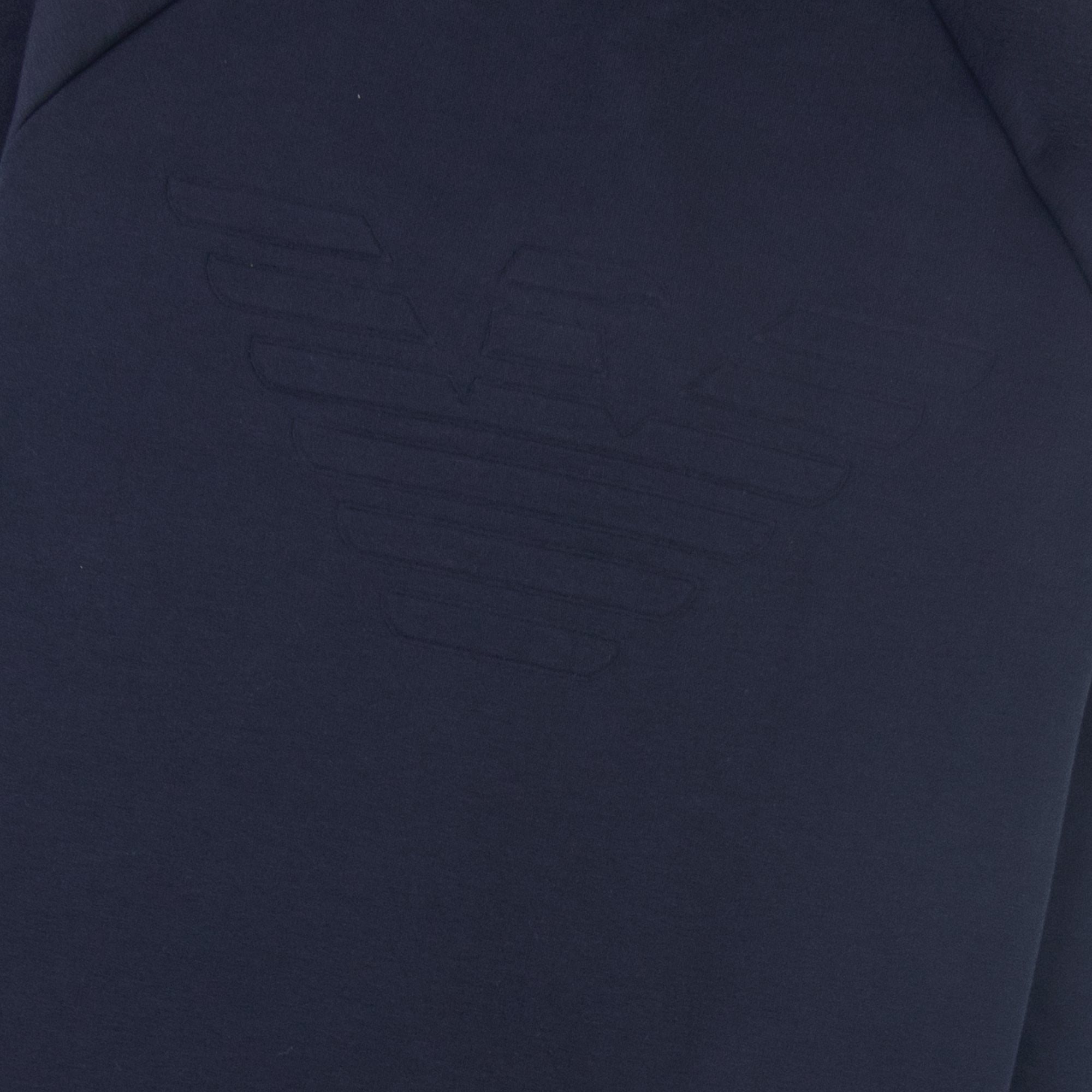 Emporio Armani Logo-embossed Cotton-jersey Jumper Navy