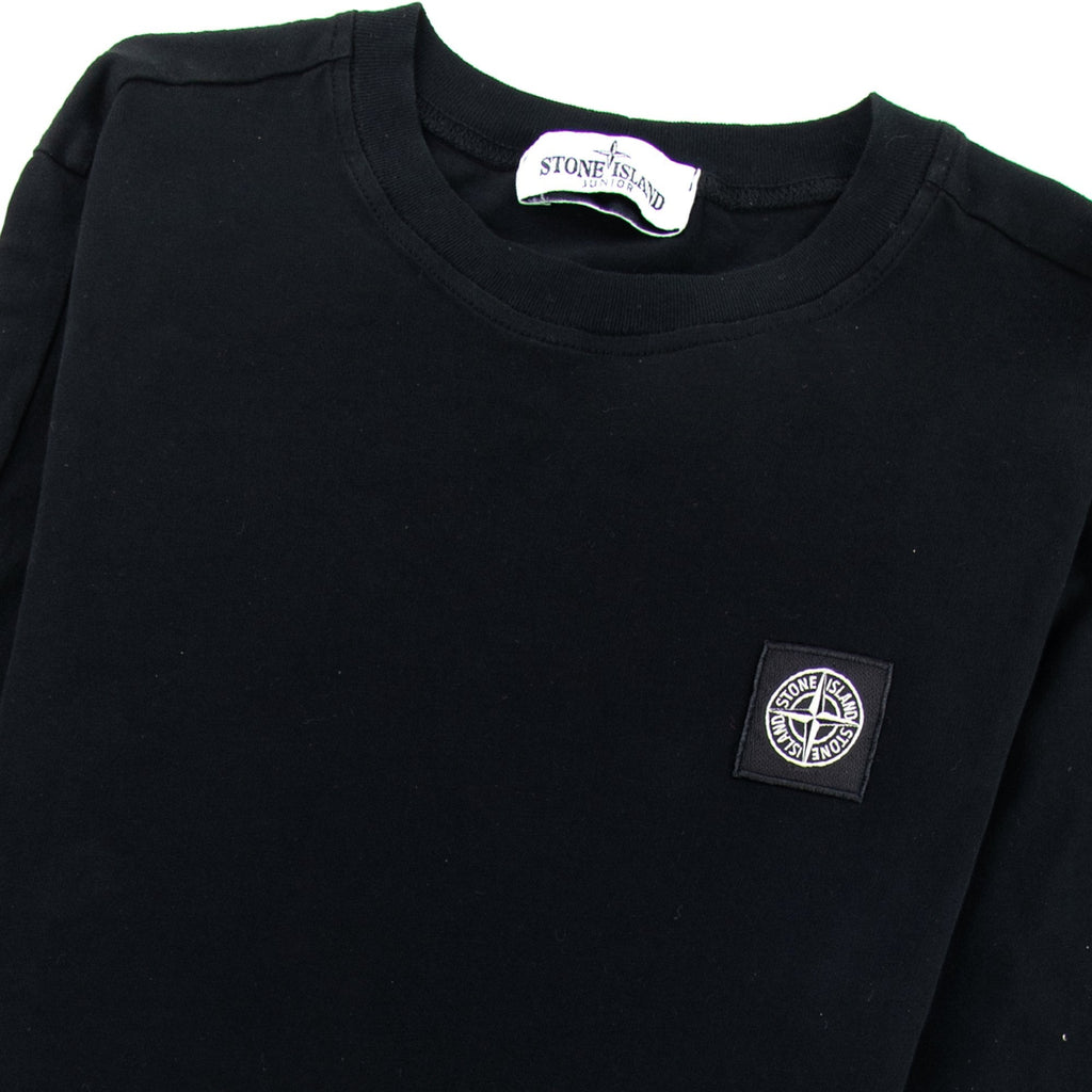 Stone Island Junior Chest Logo Long Sleeve Tshirt Black V0029