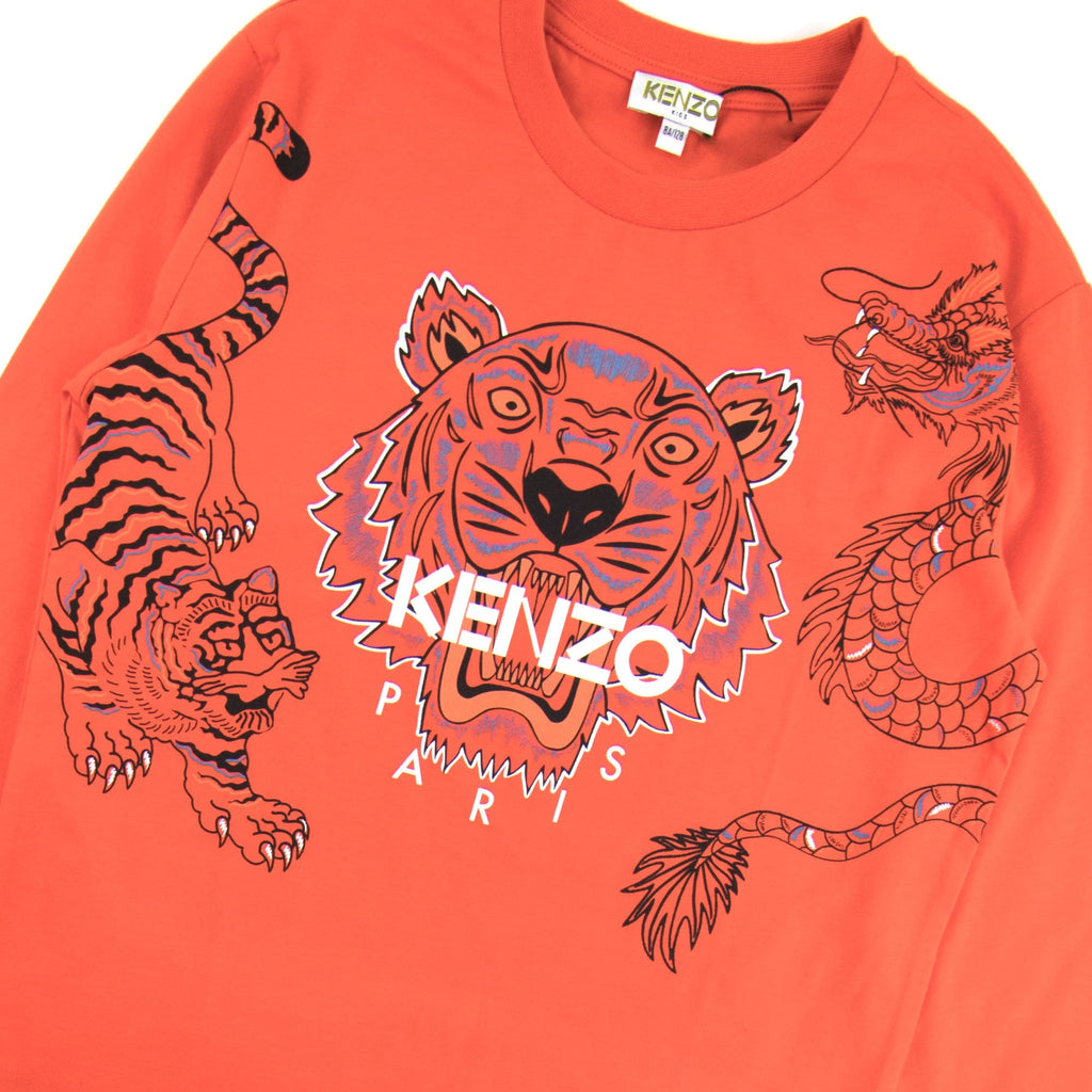 Kenzo Kids Tiger Dragon Long Sleeve T-shirt Orange