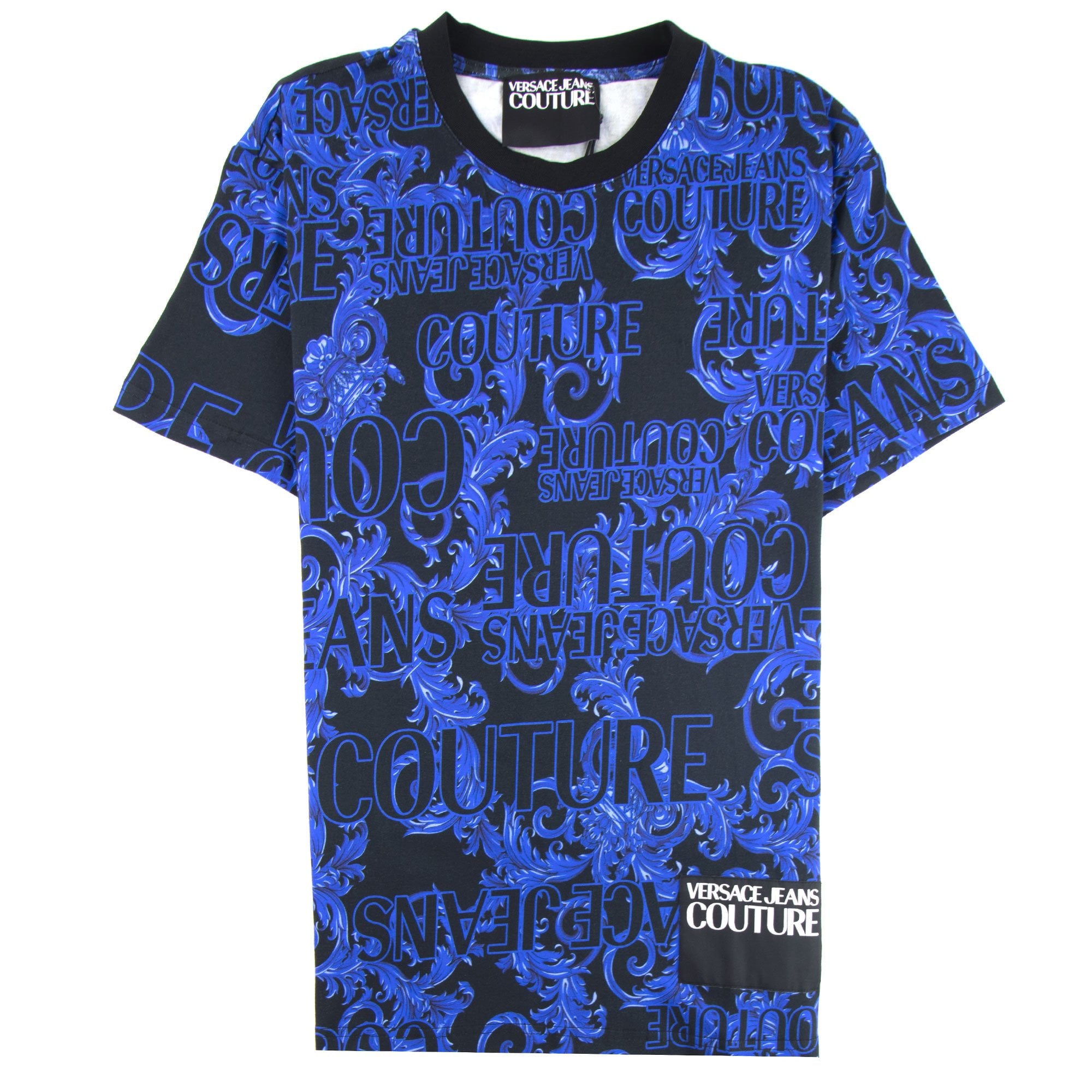 Versace Jeans Couture Logo Baroque Print T-shirt Blue | ONU – Onu