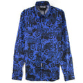 Versace Jeans Couture Logo Baroque Long Sleeve Print Shirt Blue