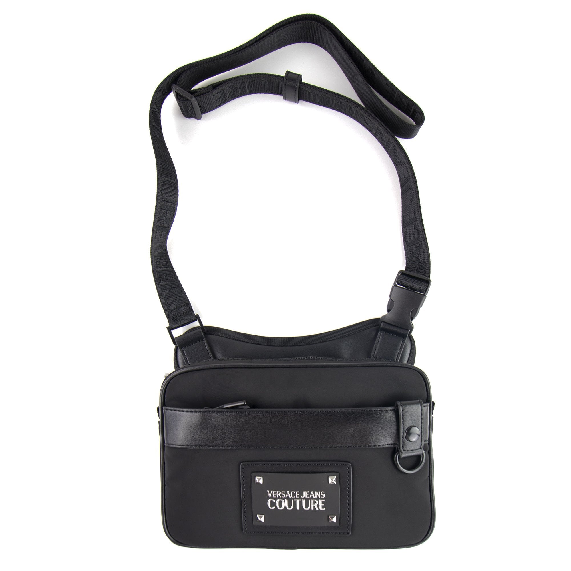 Versace Jeans Couture Motif Logo Crossbody Bag Black