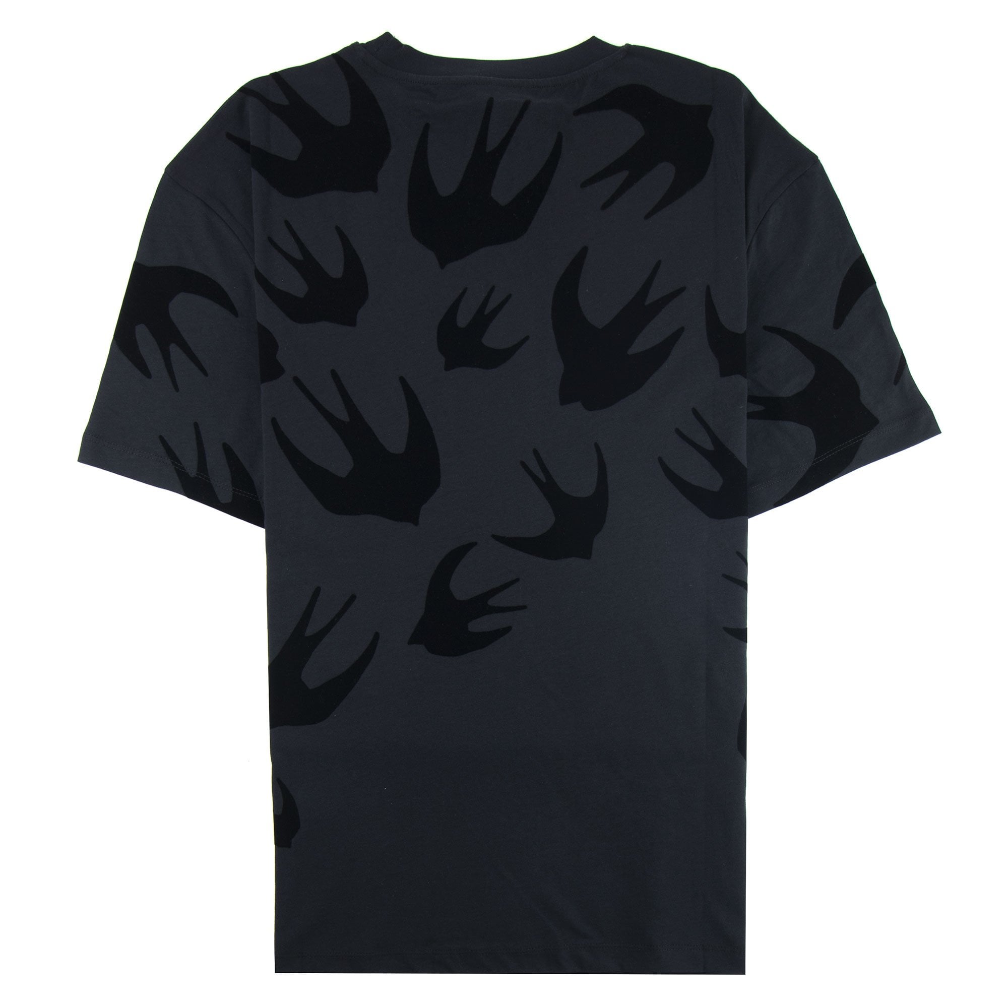 MCQ By Alexander McQueen Tonal Velvet Swallow Swarm T-shirt Black 1000