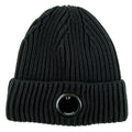 CP Company Extra Fine Merino Wool Lens Winter Beanie Black 999