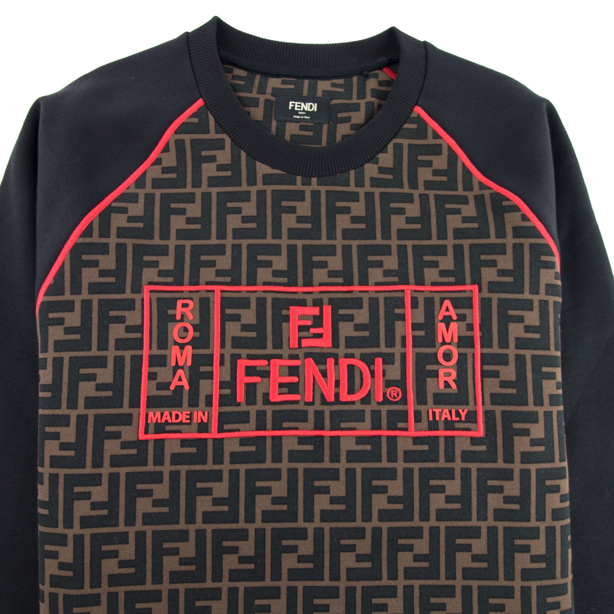 Fendi FF Print Embroidered Logo Sweater Black/Red