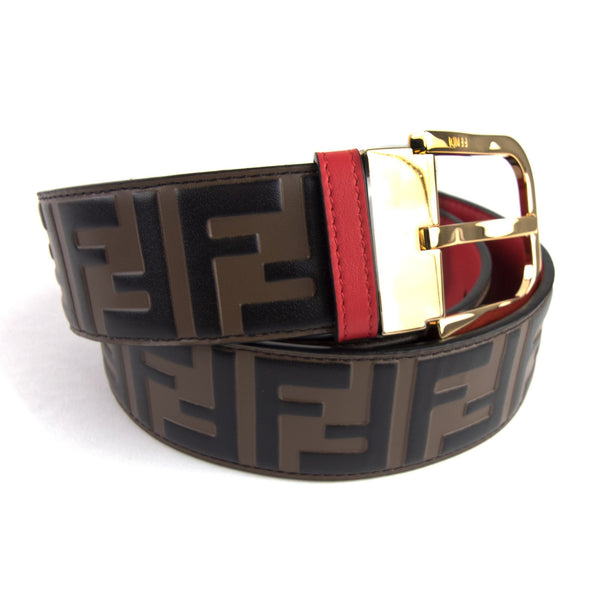 Fendi FF Logo Gold Buckle Belt Red | ONU – Onu