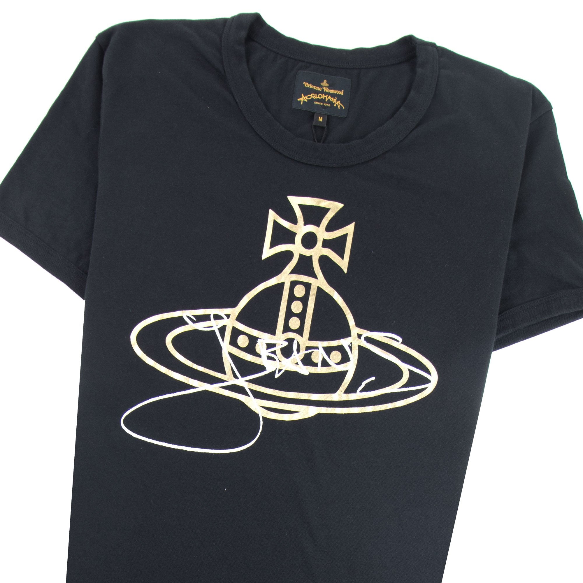 Vivienne Westwood Anglomania Gold Foil Jeans Orb T-shirt Black