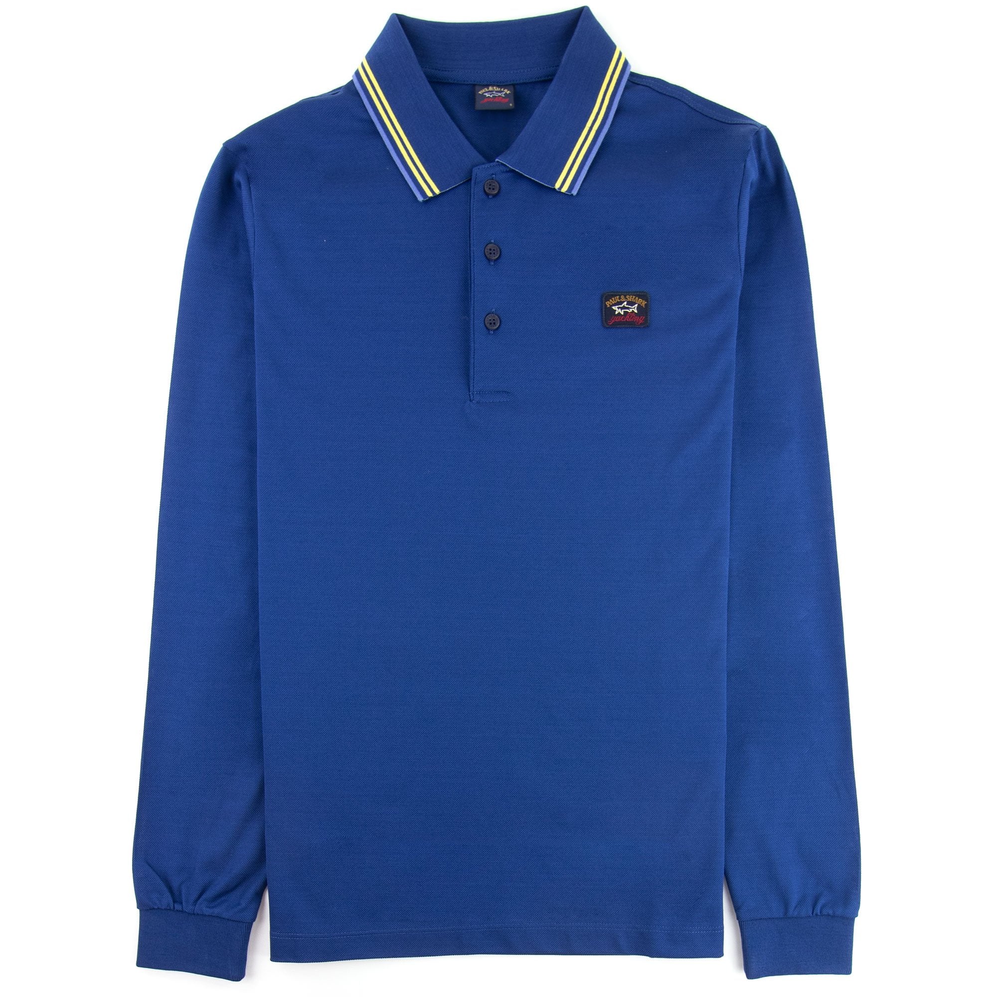 Paul And Shark Tipped Longsleeve Polo Shirt Blue