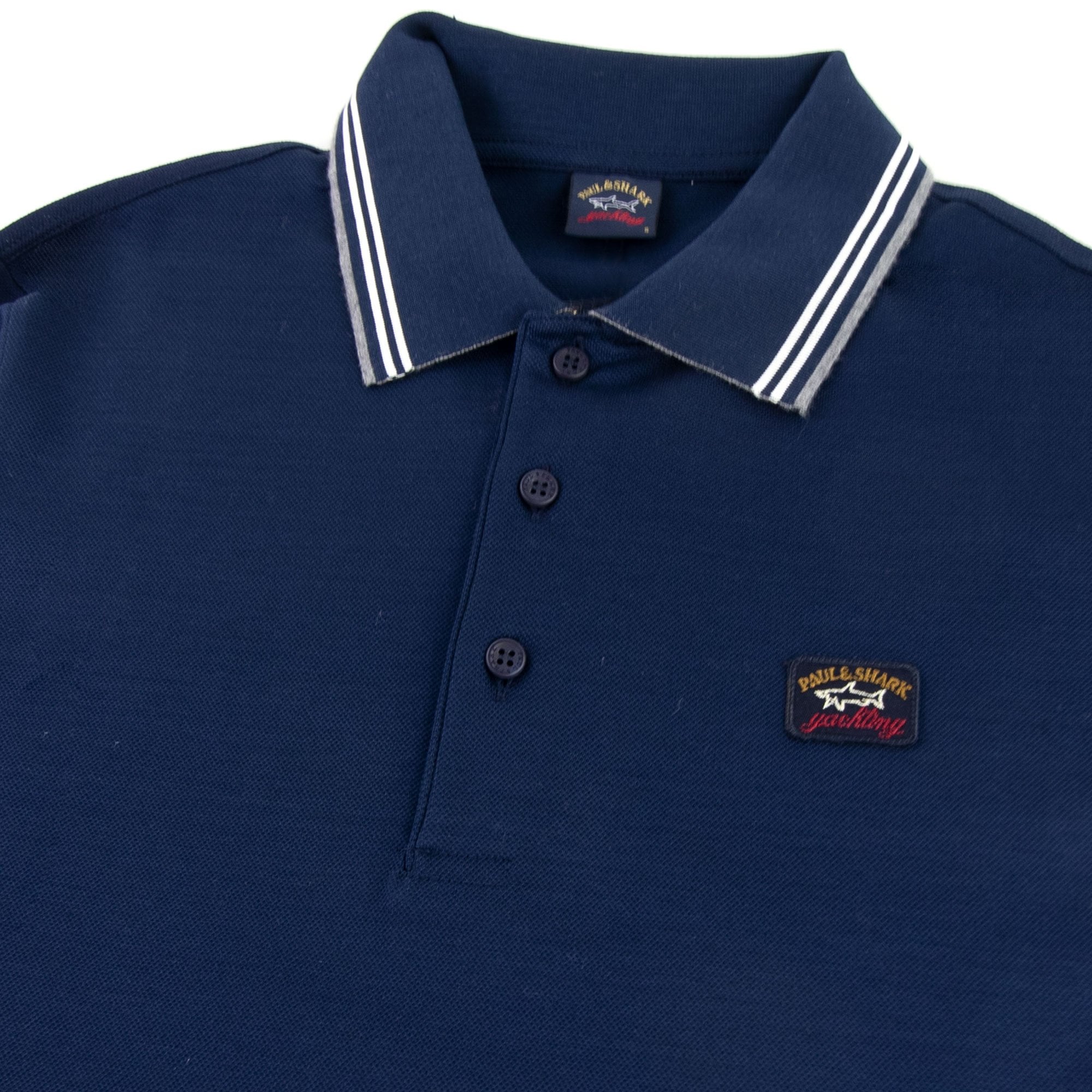 Paul And Shark Tipped Longsleeve Polo Shirt Navy