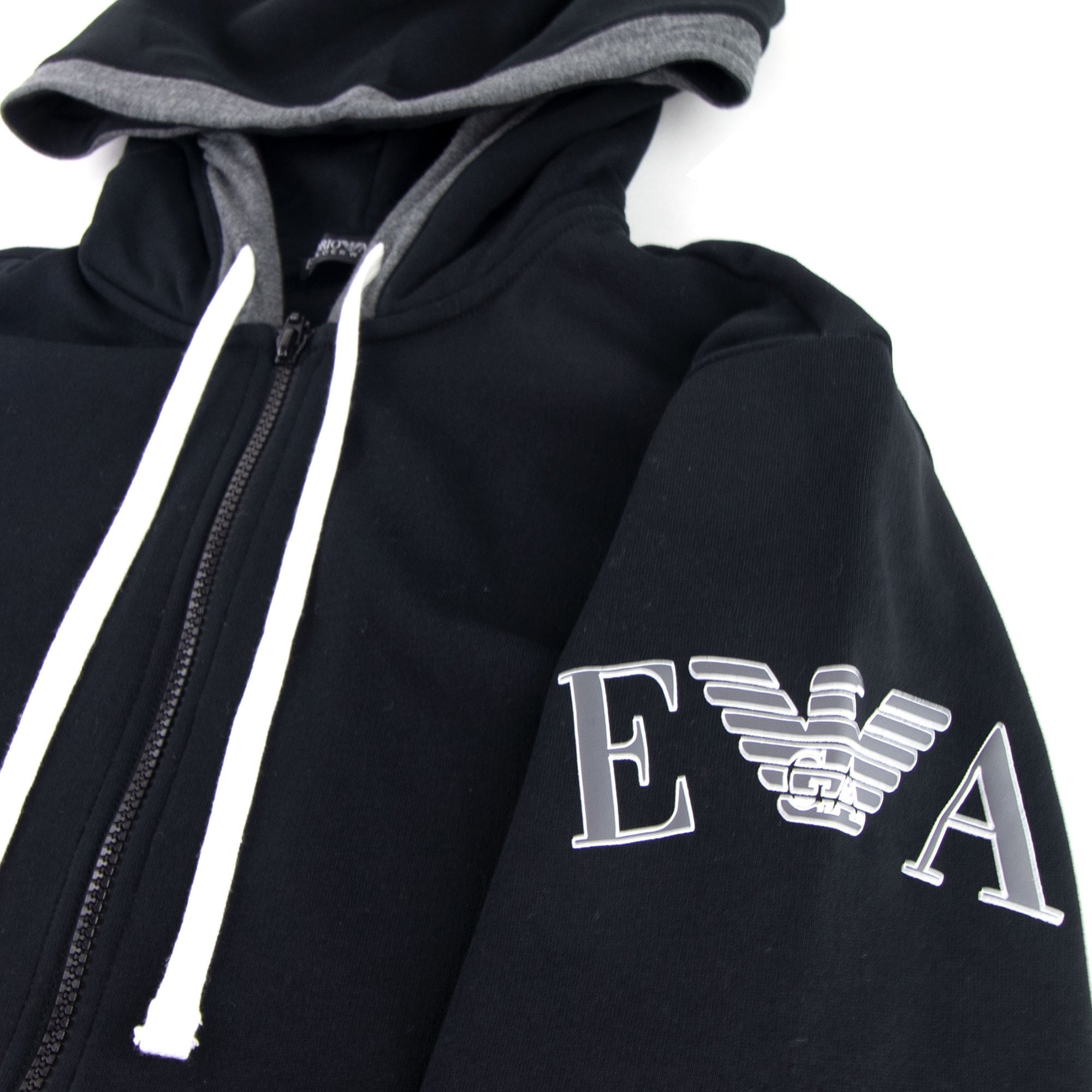 Emporio Armani Zipped Hooded Sweatshirt Black