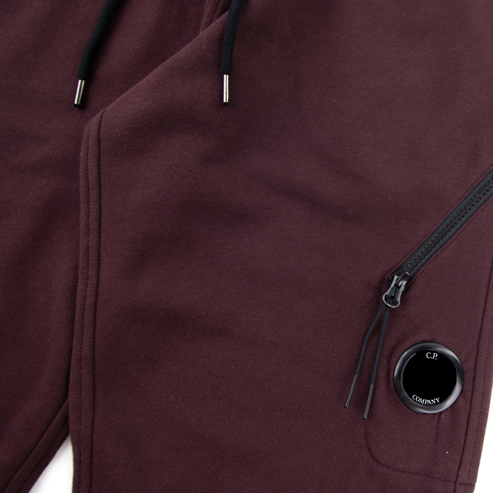 CP Company Diagonal Raised Fleece Double Zip Lens Sweatpants Bitter Chocolate 593
