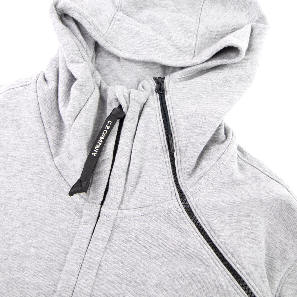 CP Company Diagonal Raised Fleece Double Zip Lens Hoodie Grey M93
