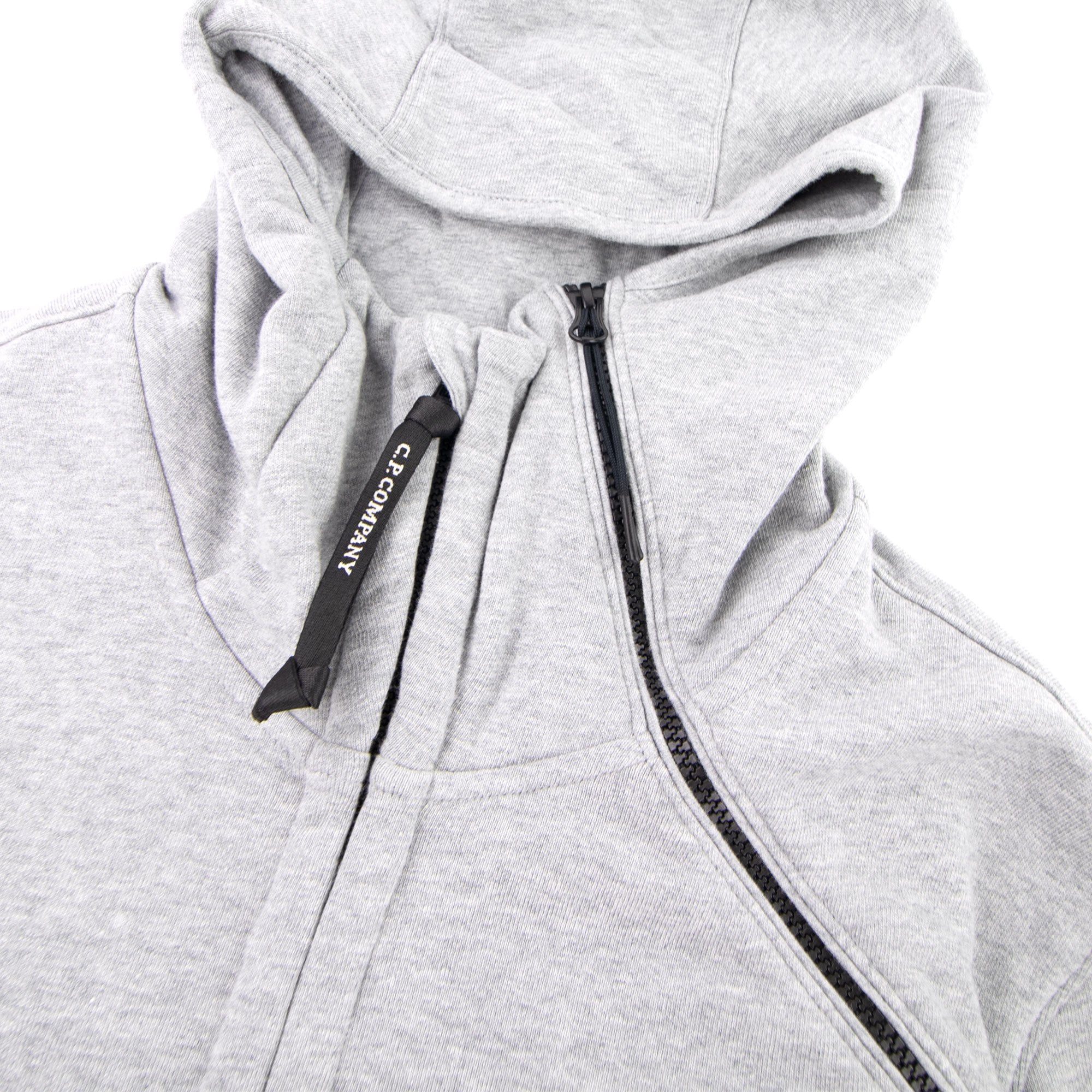 CP Company Diagonal Raised Fleece Double Zip Lens Hoodie Grey M93