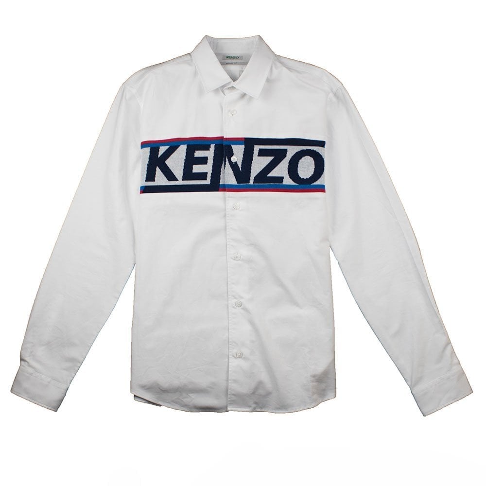 Kenzo Knitted Logo Long Sleeve Shirt White