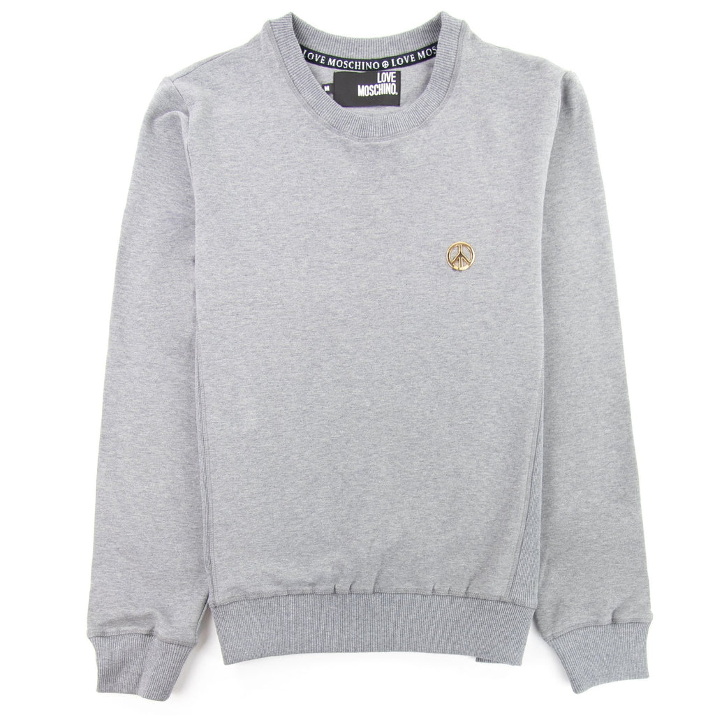 Love Moschino Gold Peace Logo Sweatshirt Grey