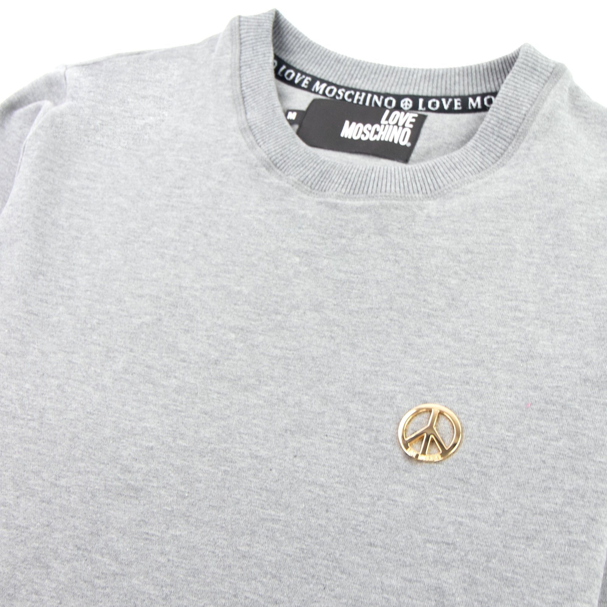 Love Moschino Gold Peace Logo Sweatshirt Grey
