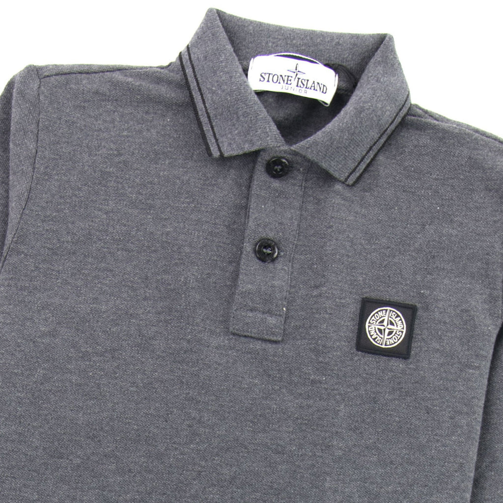 Stone Island Junior Long Sleeve Polo Dark Grey V1067