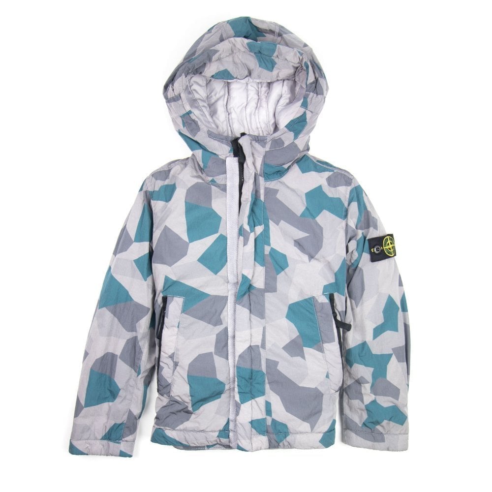 Stone Island Junior Camo Ice Jacket Antic Silver