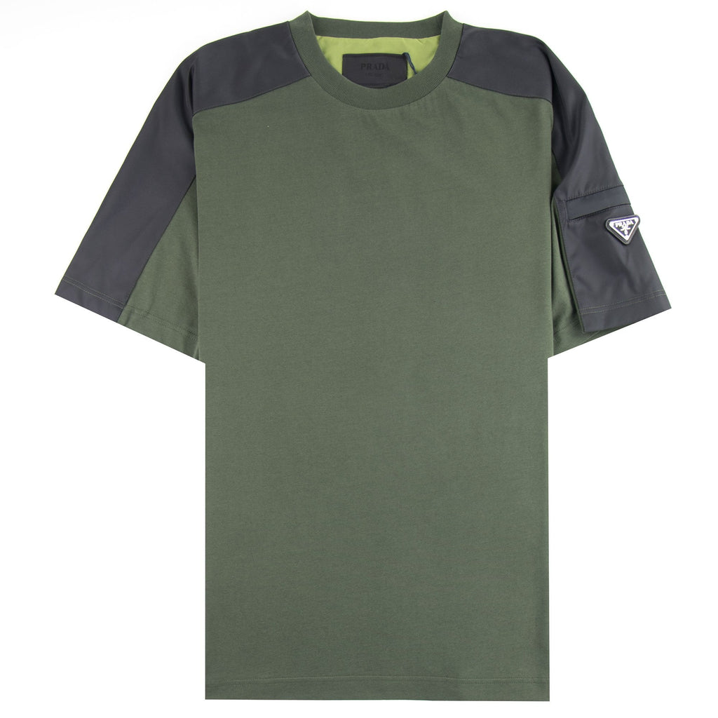 Prada Metal Badge Jersey T-shirt Green