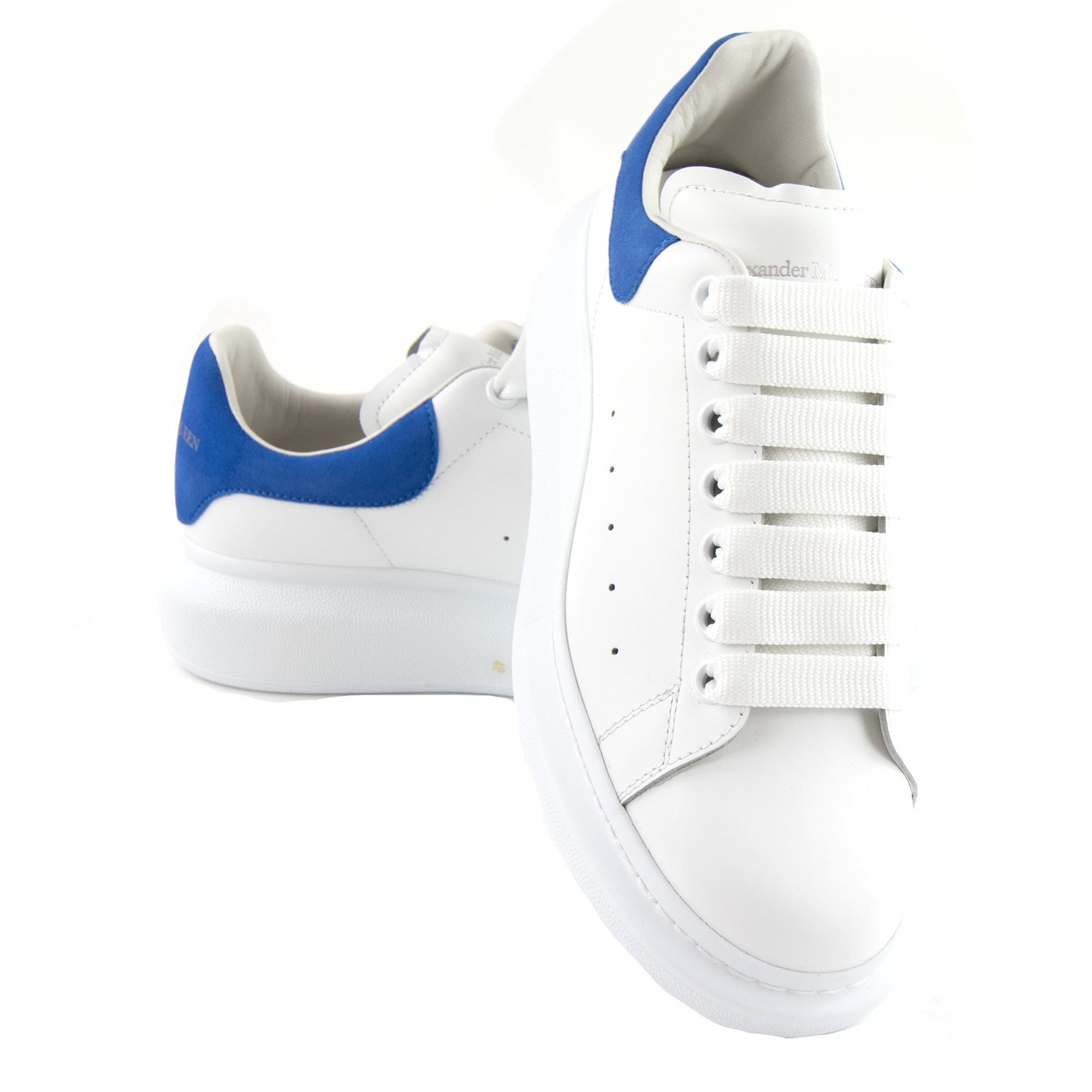 Alexander McQueen Exaggerated Sole Leather Sneakers White/Electric Blue