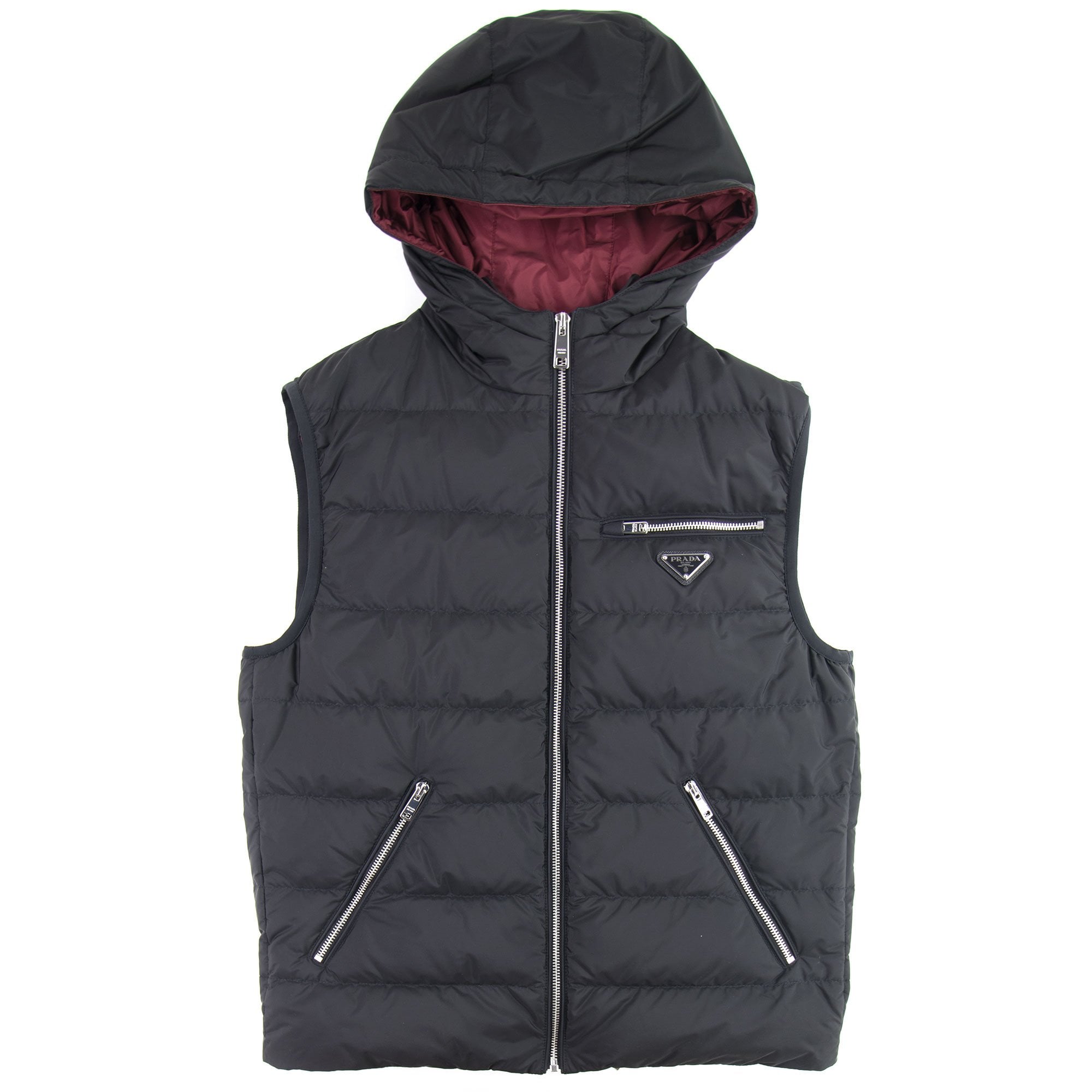 Prada Hooded Down Gilet Nero