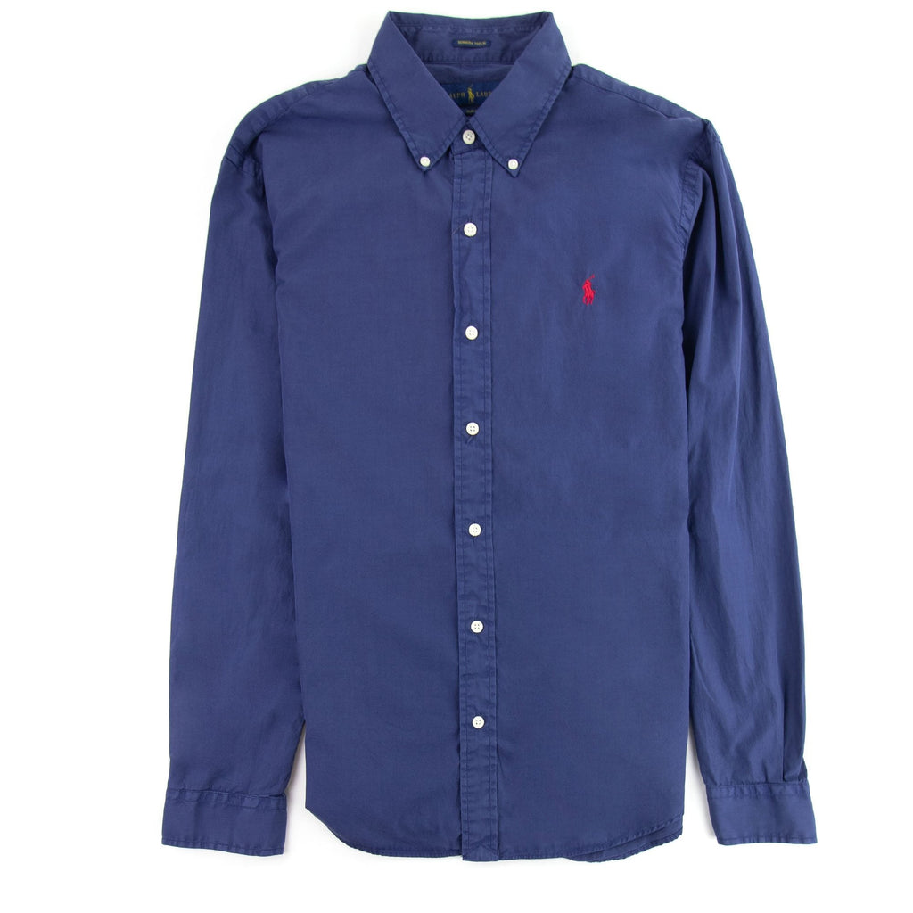 Polo Ralph Lauren Slim Fit Button Collar Long Sleeve Shirt Classic Navy