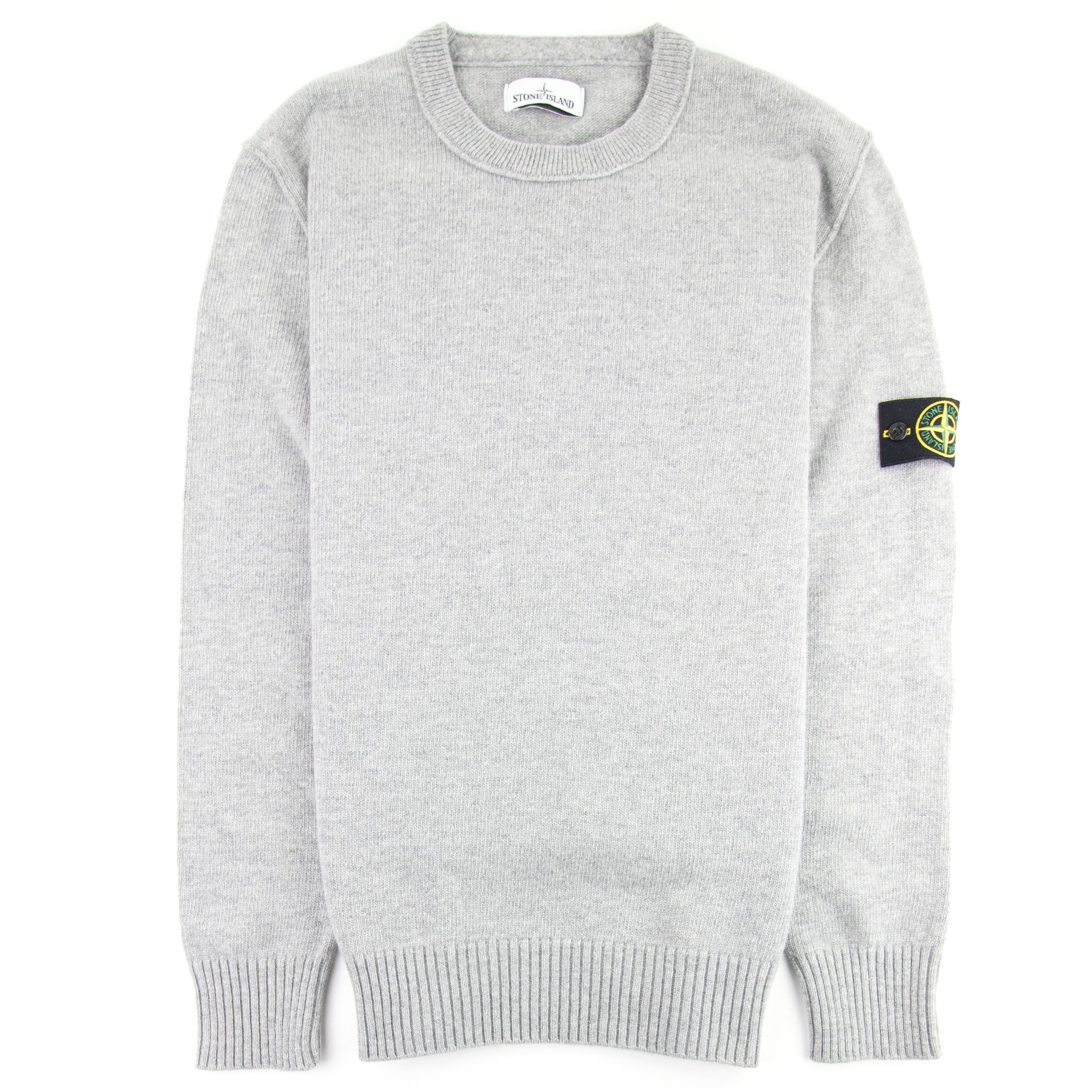 Stone Island Knitted Crew Neck Jumper Light Grey