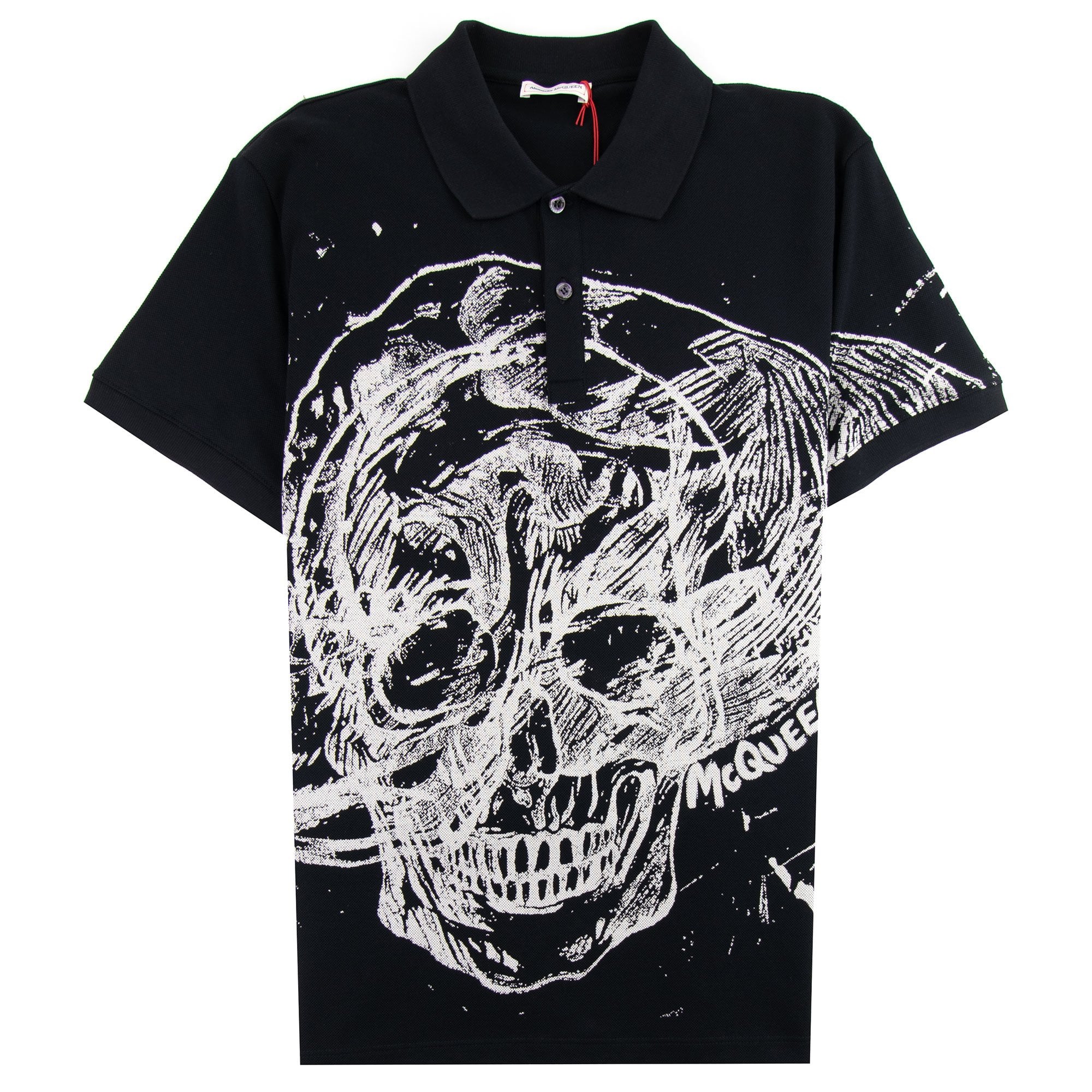 Alexander McQueen Skull Printed Piquet Polo Shirt Black
