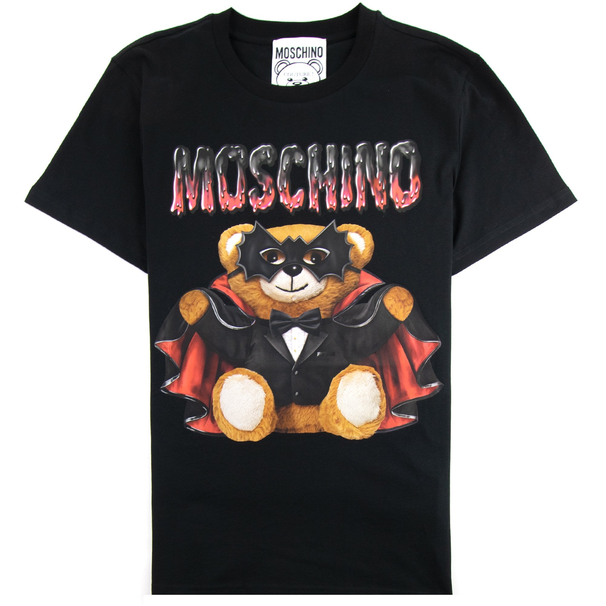 Moschino Couture Jersey T-shirt Bat Teddy Bear Black