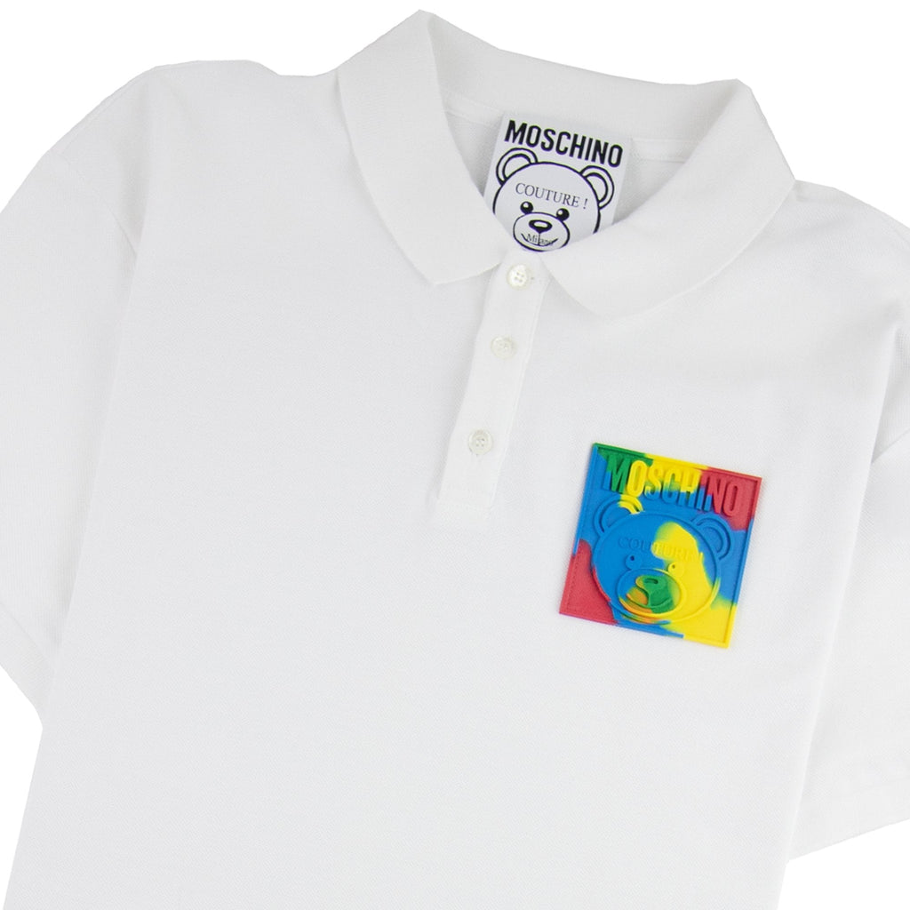 Moschino Couture Teddy Logo Polo Shirt White