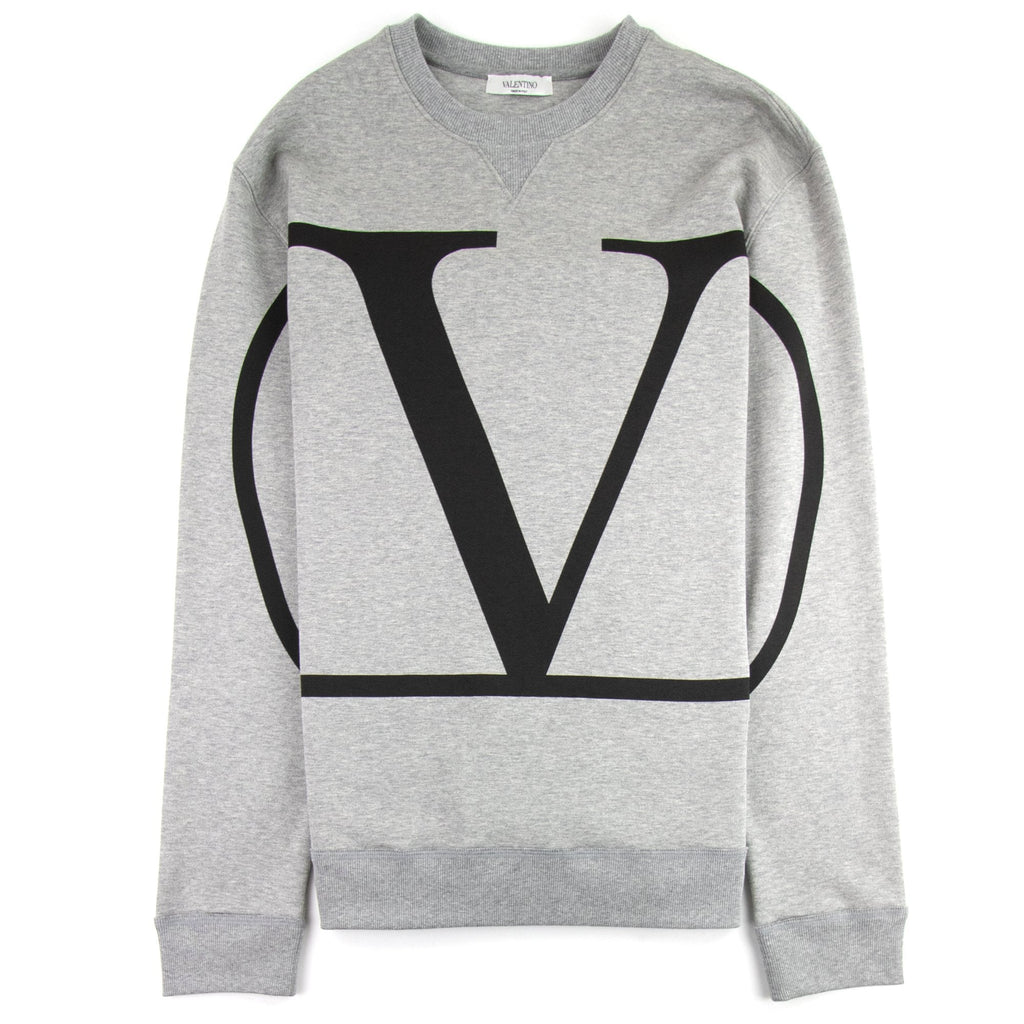 Valentino Go Logo Print Crew Sweatshirt Grey
