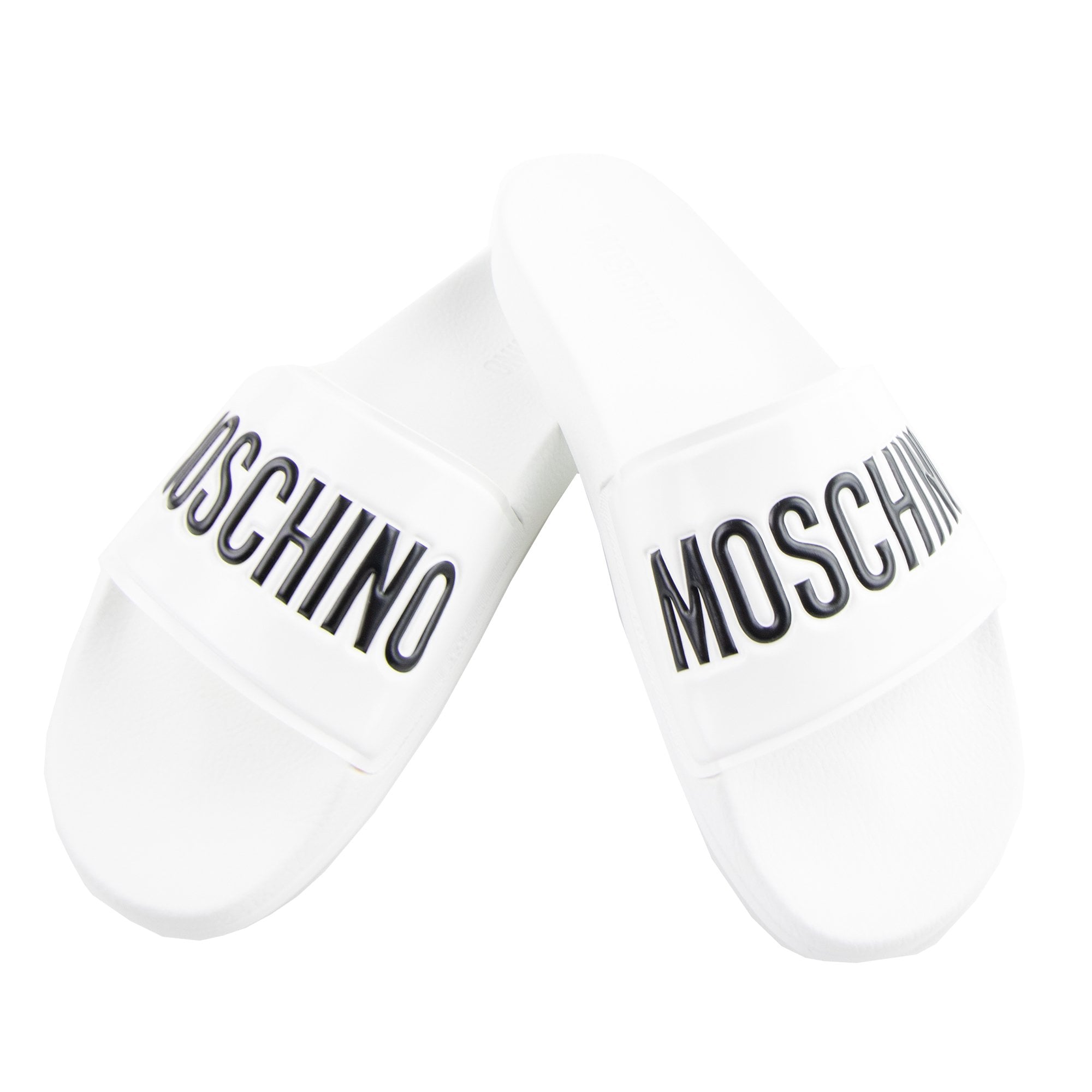 Moschino Couture Pool Slides With Logo White