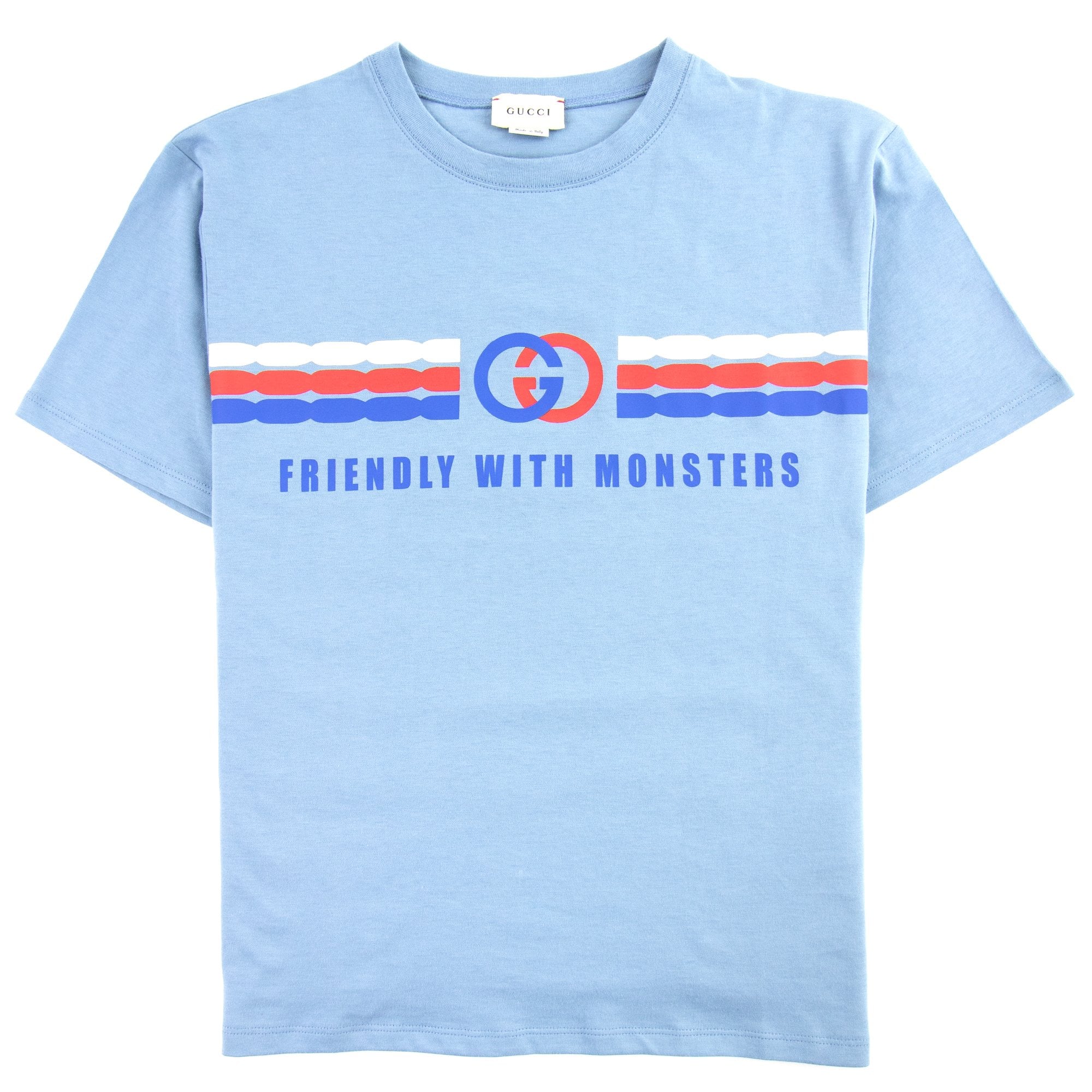 Gucci Junior Interlocking G Print Cotton T-shirt Blue