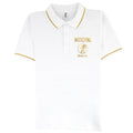 Moschino Swim Flamingo Print Short Sleeve Polo Shirt White 0001