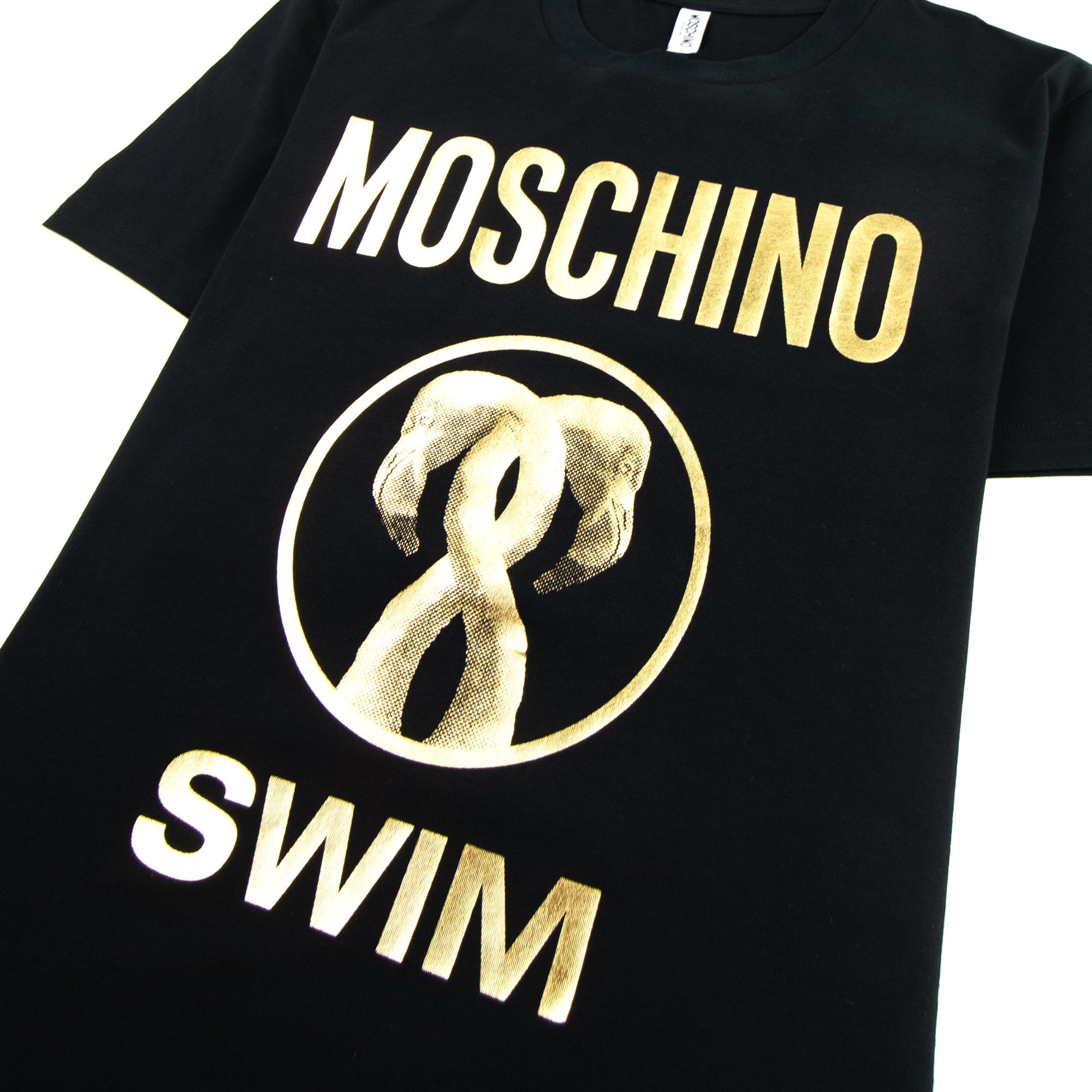 Moschino Swim Flamingo Print Stretch Jersey T-shirt Black 0555