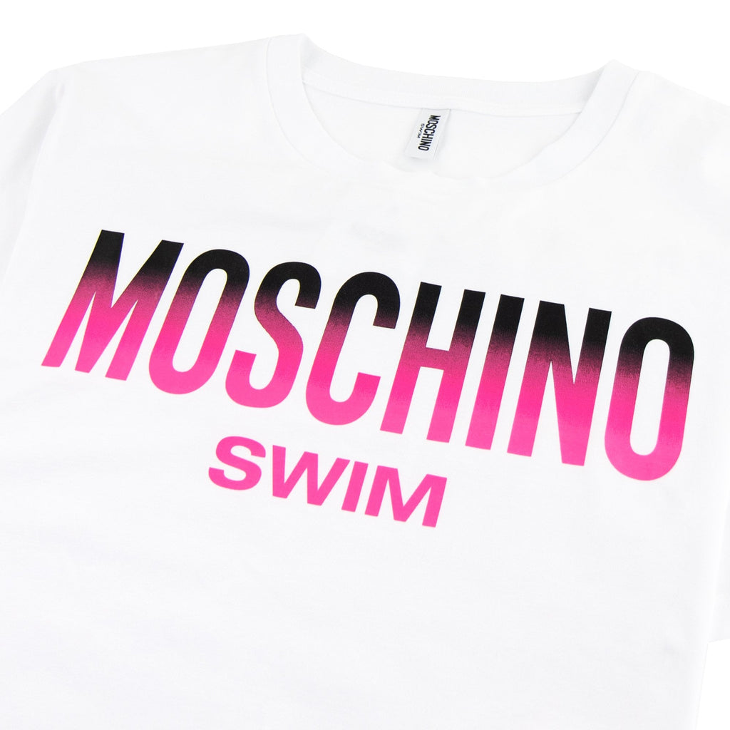 Moschino Swim Swim Logo Print T Shirt White 0001