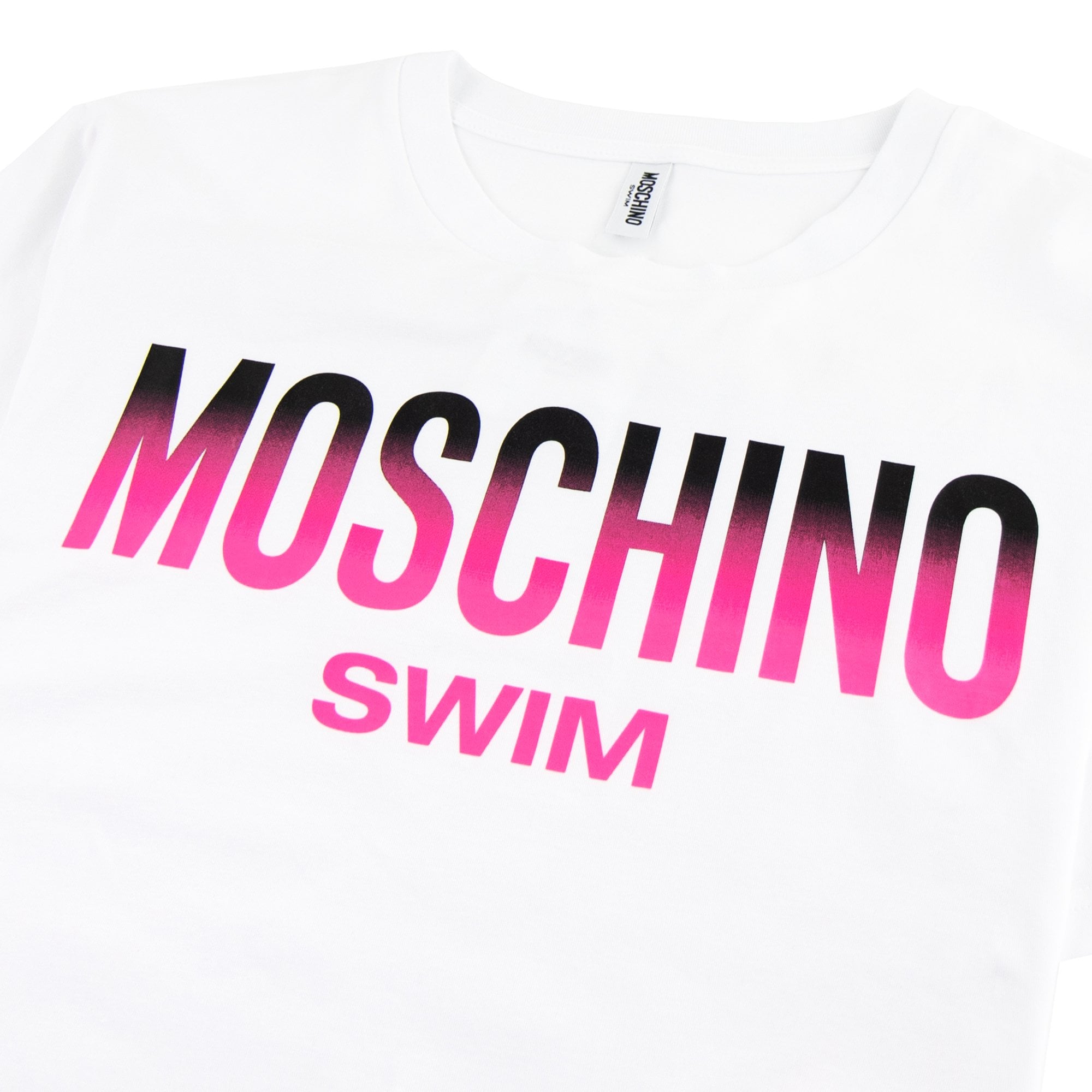Moschino Swim Swim Logo Print T Shirt White 0001