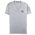 Dolce&Gabbana Metal Logo V Neck T-shirt Grey S8291
