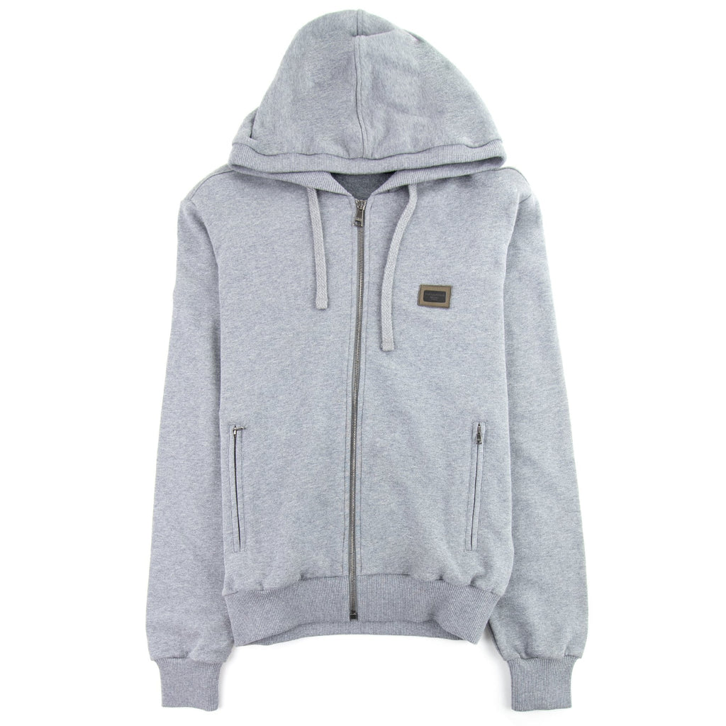 Dolce&Gabbana Metal Logo Zip Up Hoody Grey S8291