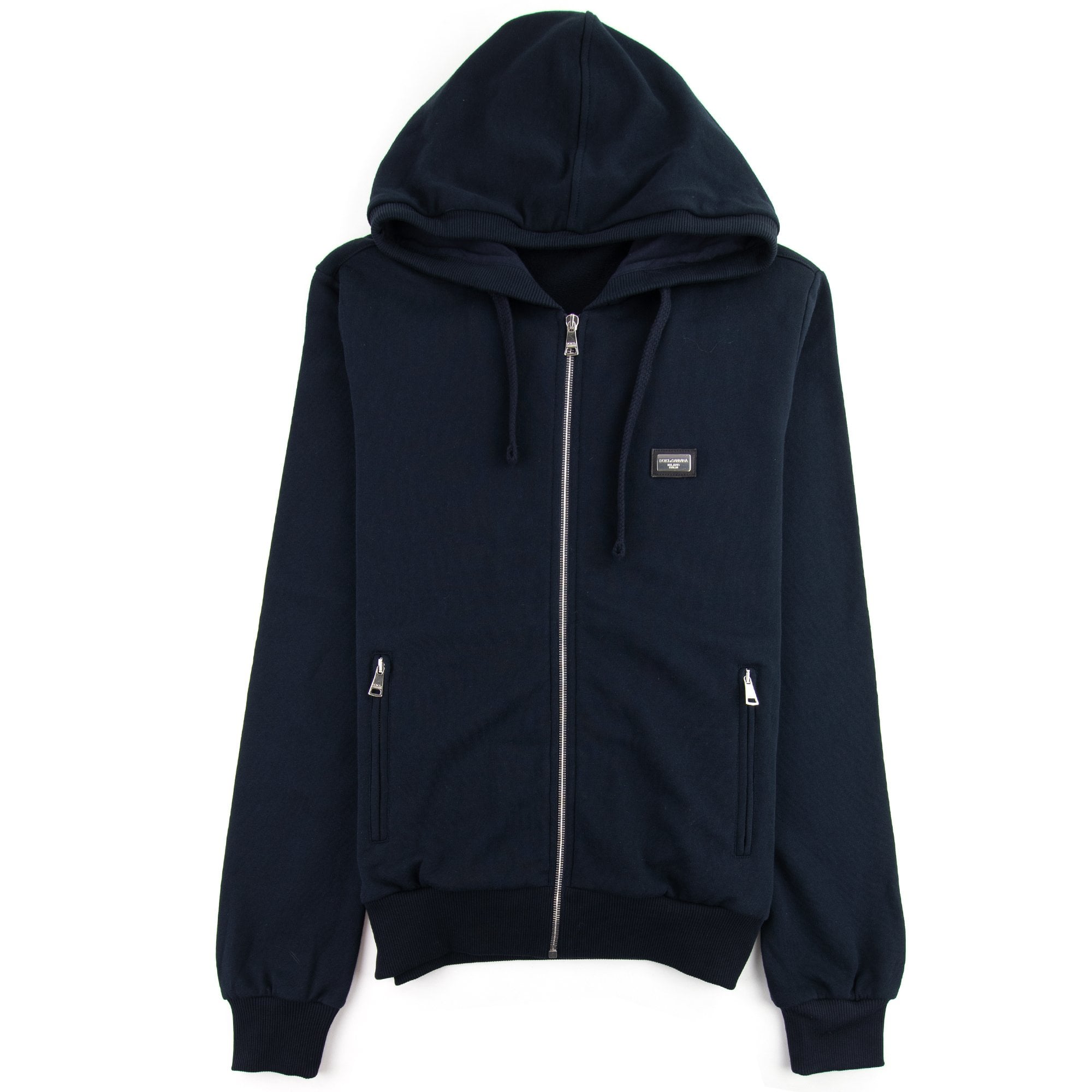 Dolce&Gabbana Metal Logo Zip Up Hoody Navy Blue