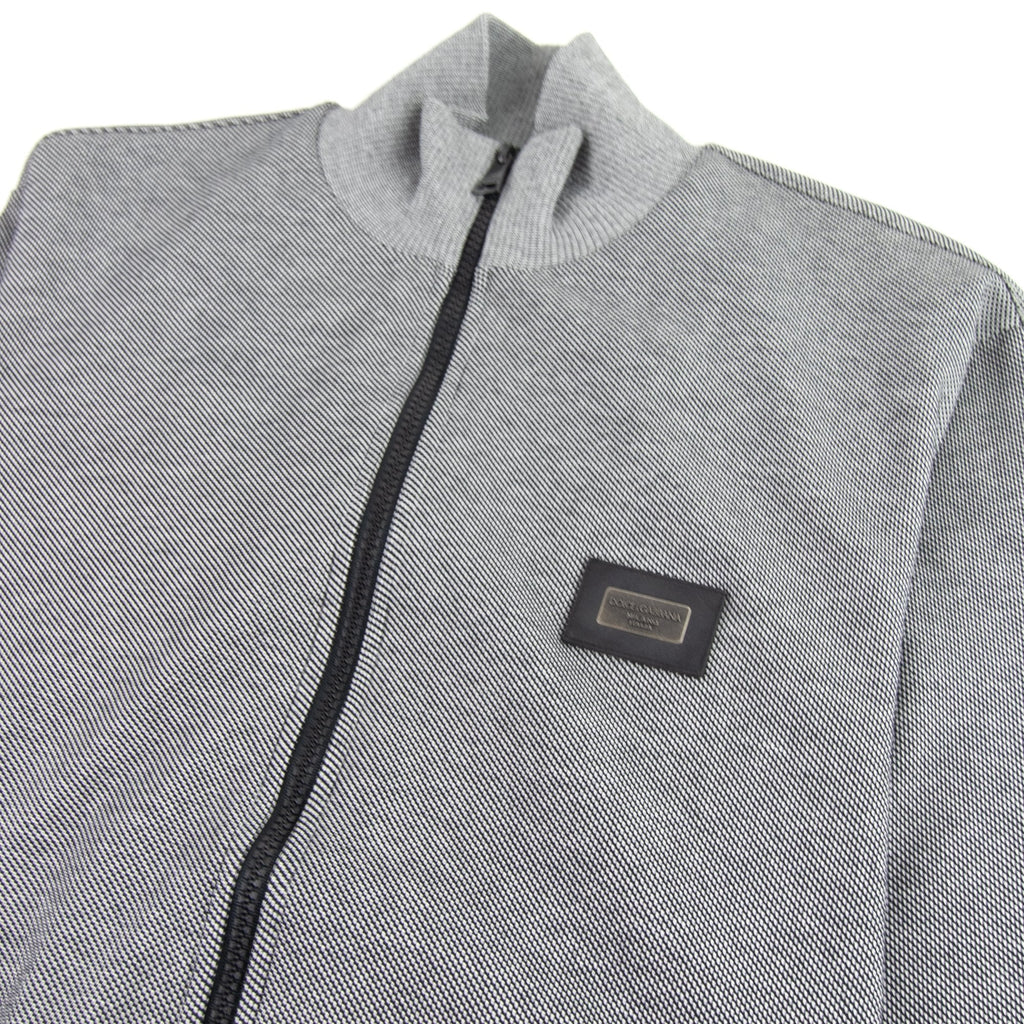 Dolce & Gabbana Metal Logo Zip Up Funnel Neck Jacket Grey Marl S8030