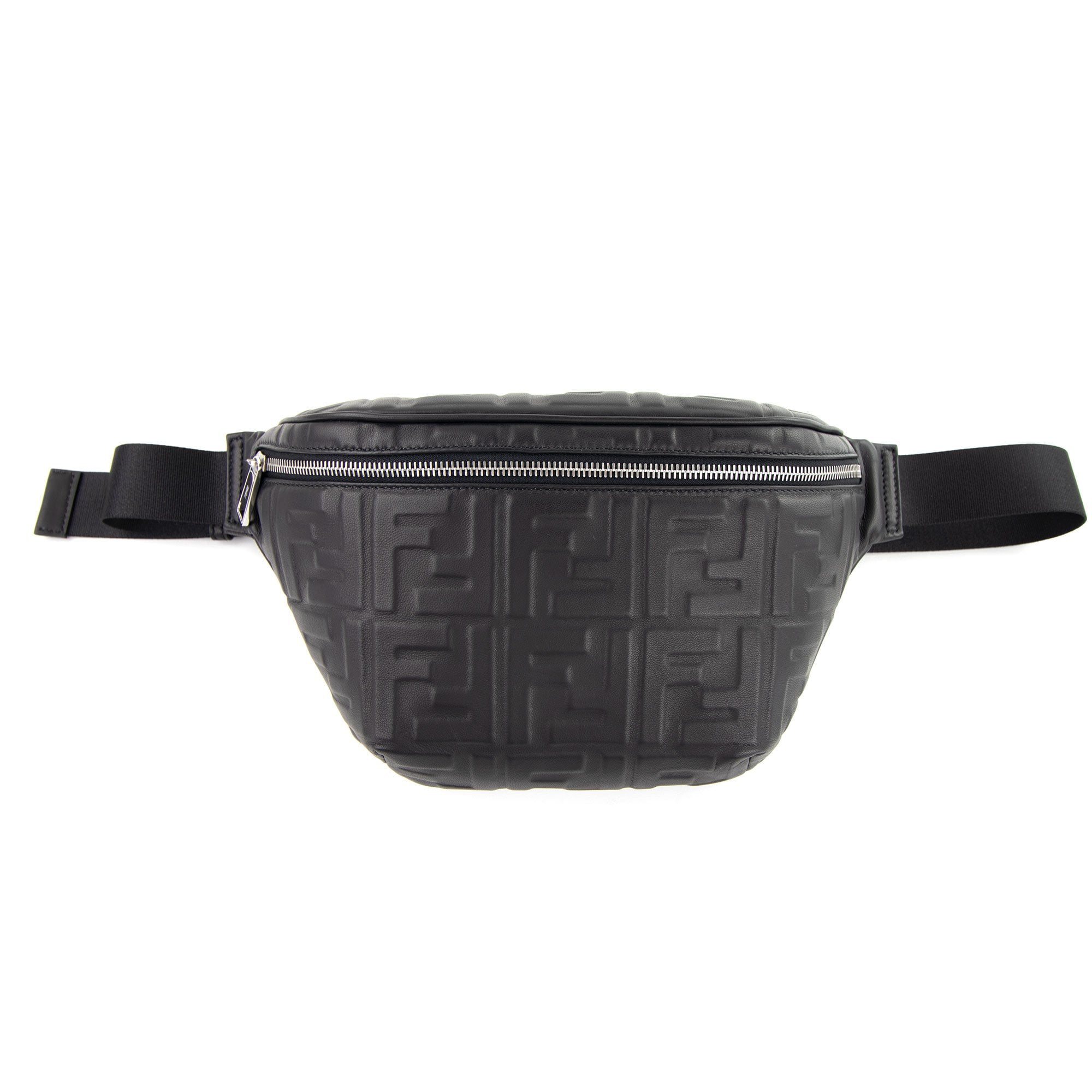 Fendi Nappa Leather FF Logo Belt Bag Black