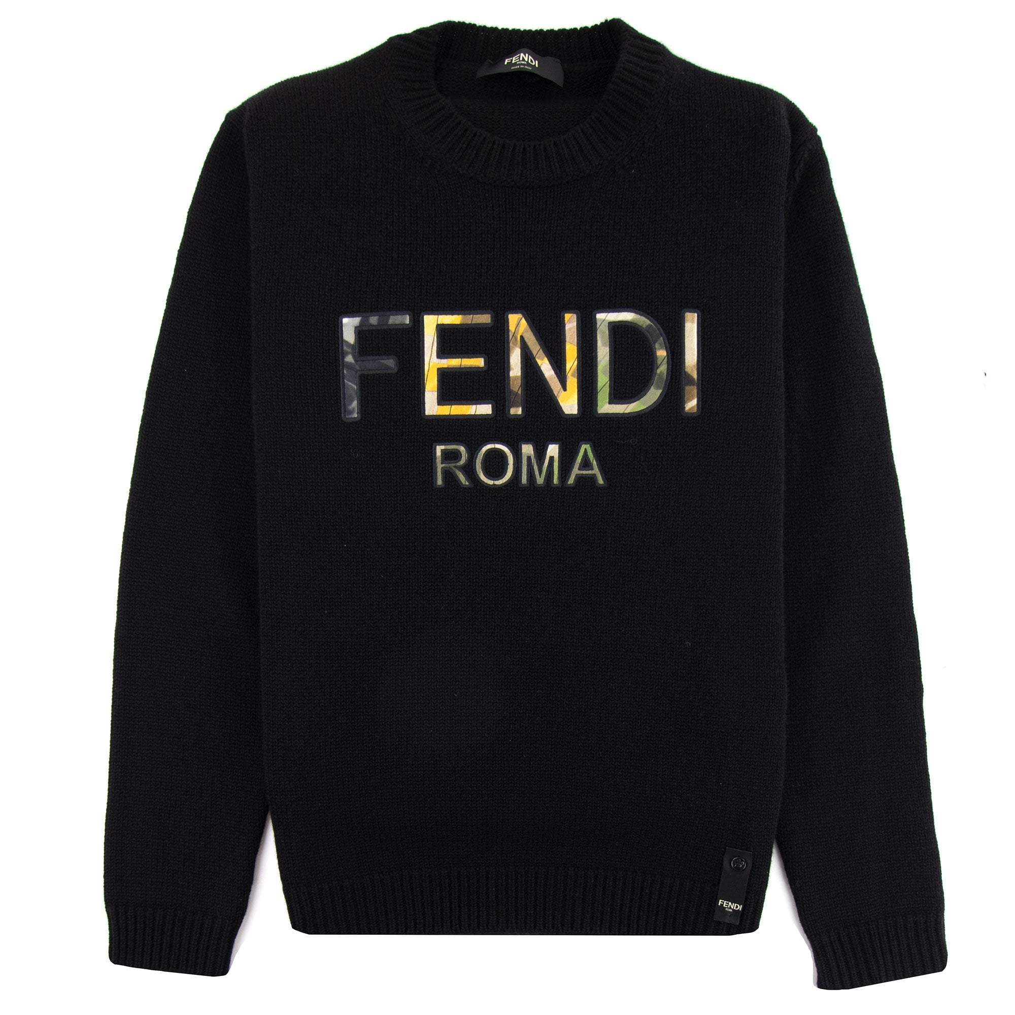 Fendi Logo Cashmere Applique Sweatshirt