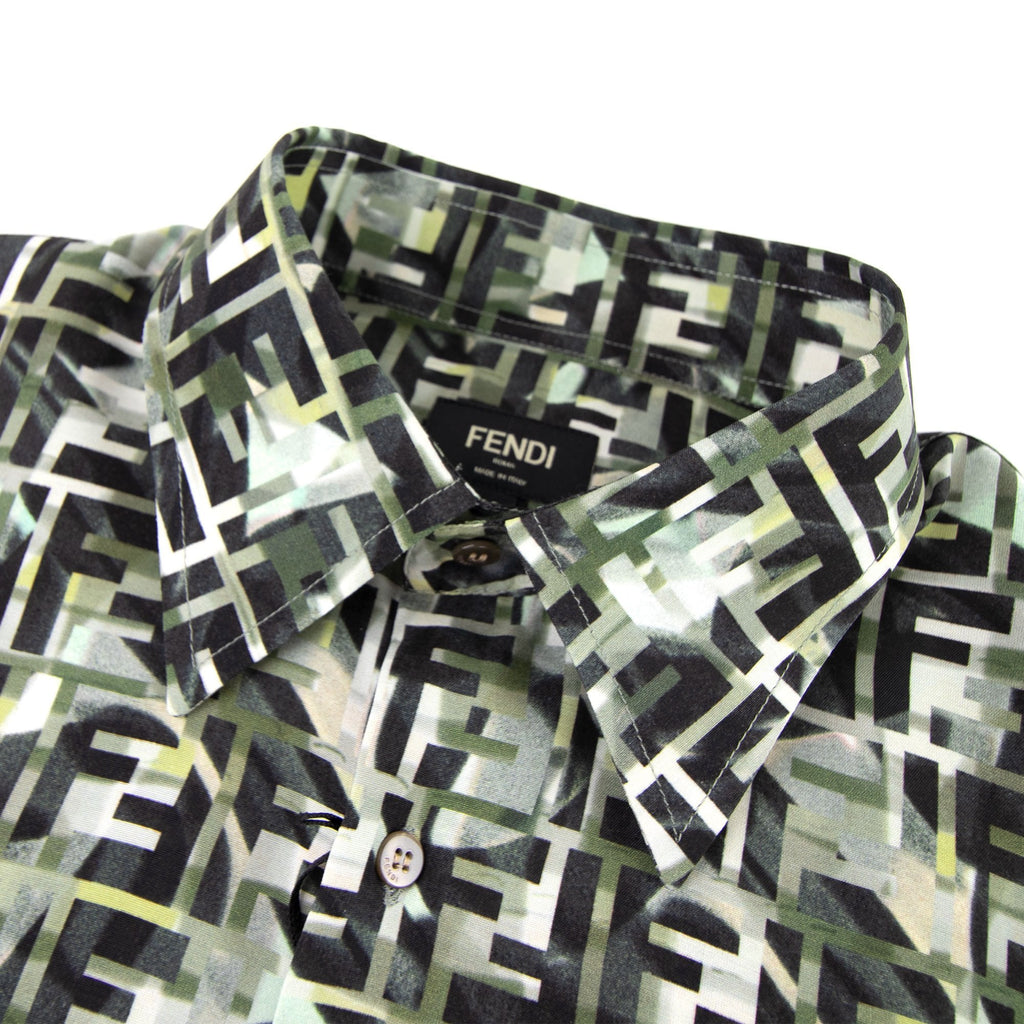 Fendi Camouflage FF Print Shirt Green